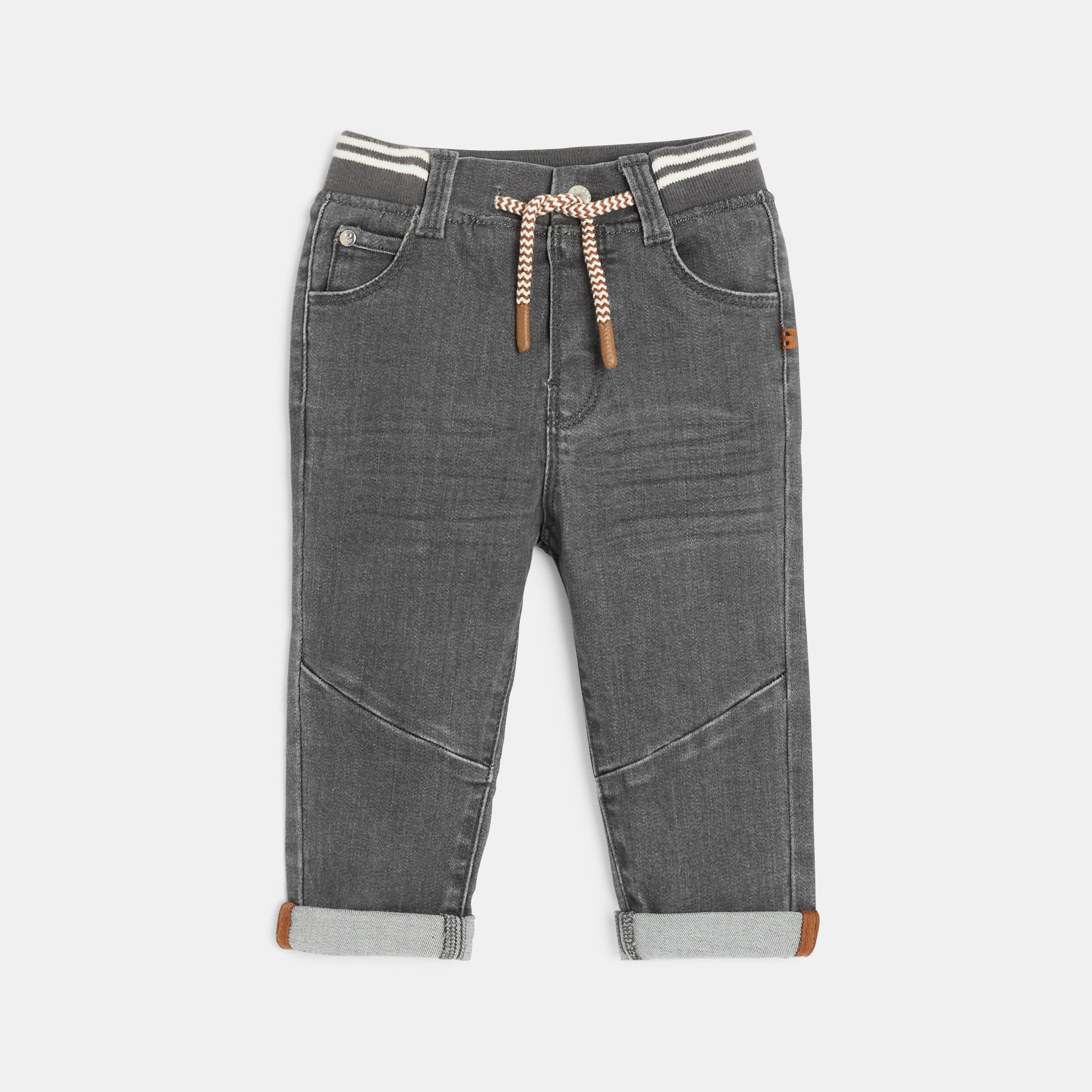 Jean denim confort ultra stretch marron bébé garçon - Denim Gris