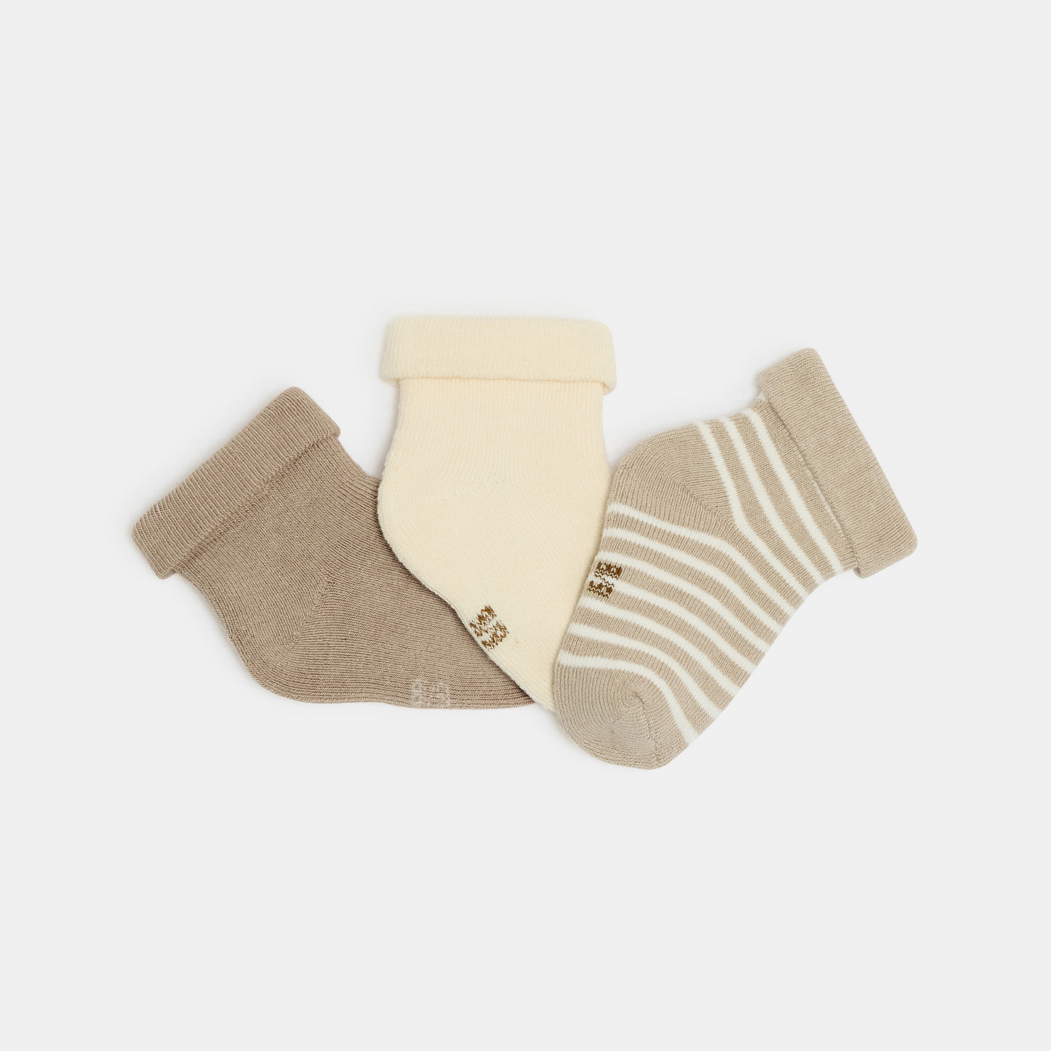 Chaussettes chaudes bébé naissance marron (lot de 3) - marron