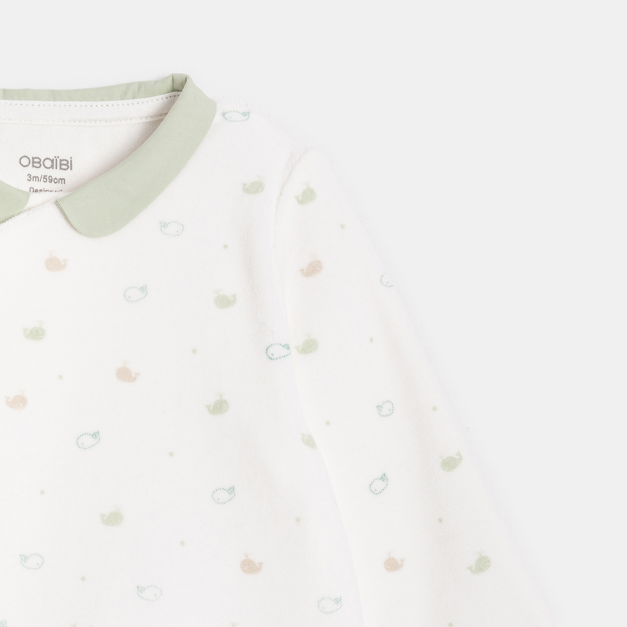 Dors-bien en velours blanc bébé garçon - Imprimé multicolore