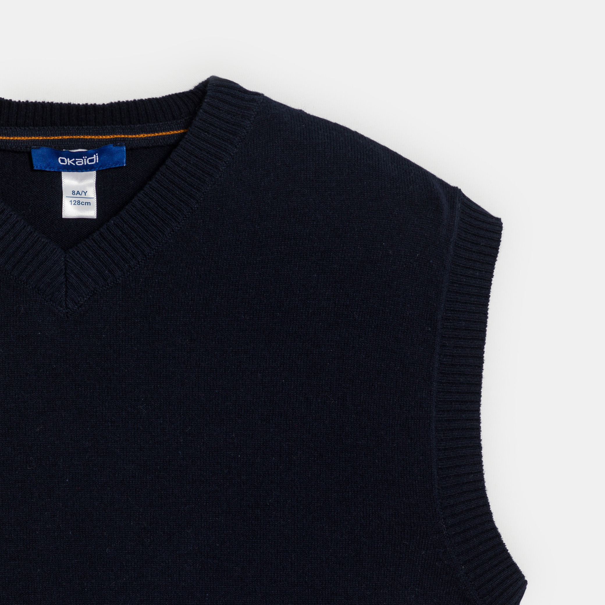 Pull sans manches col V bleu marine Garçon - Bleu marine