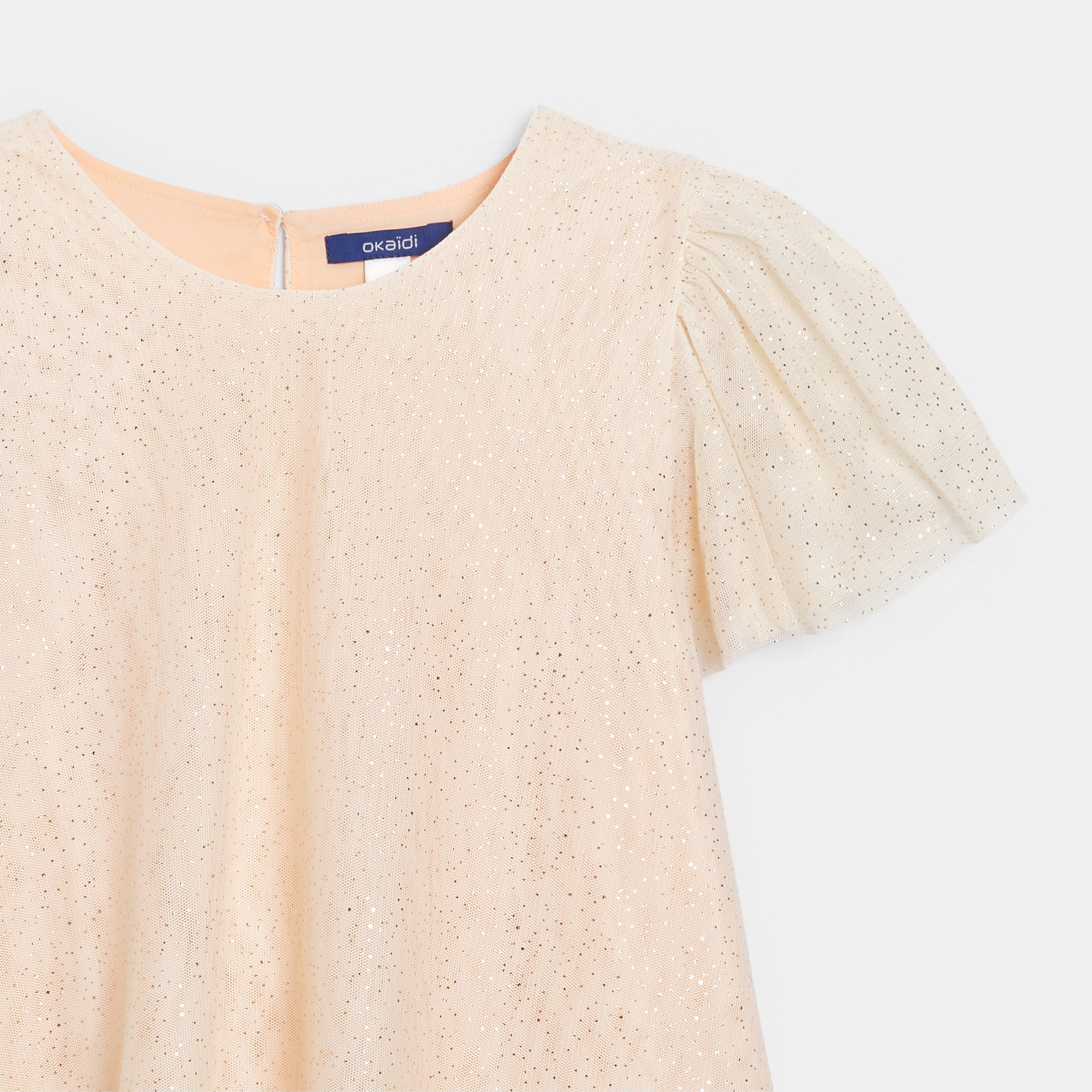 Robe de fête à paillettes blanche Fille - Abricot