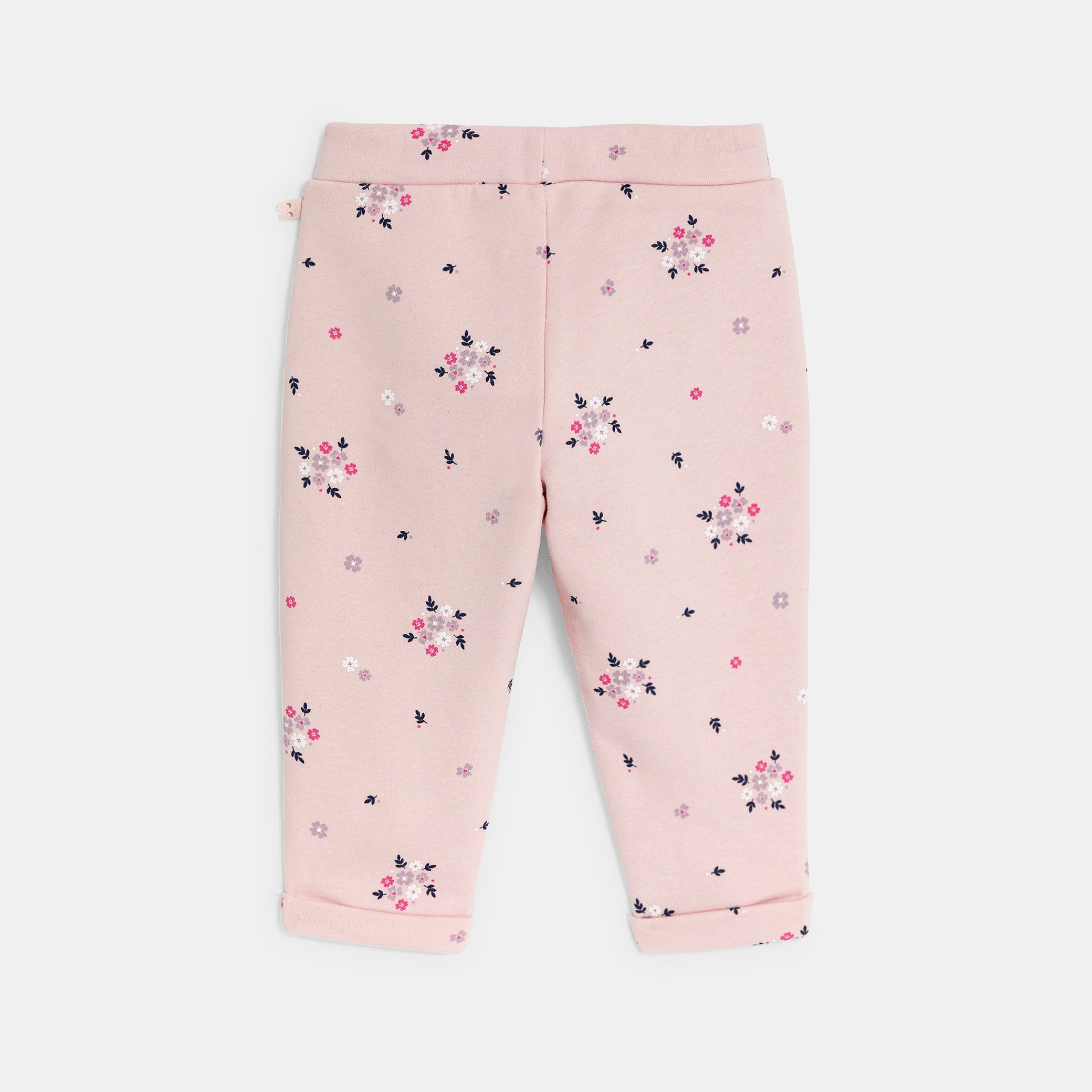 Pantalon molleton fleuri vert bébé fille - Imprimé rose