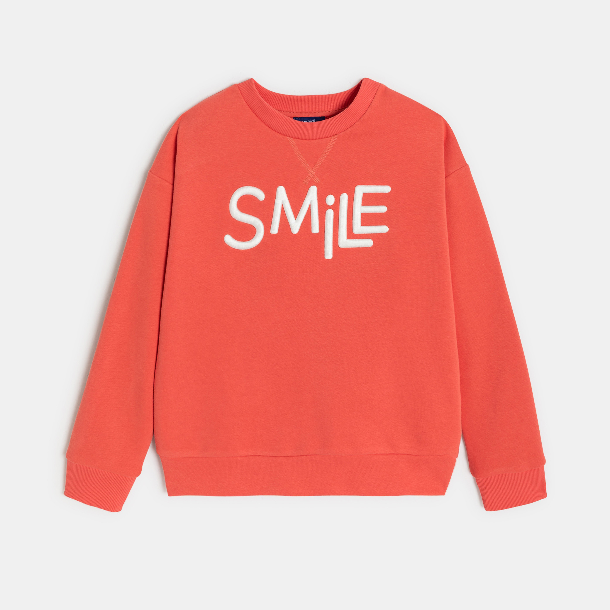 Sweat molleton brodé vert garçon - Rouge Corail