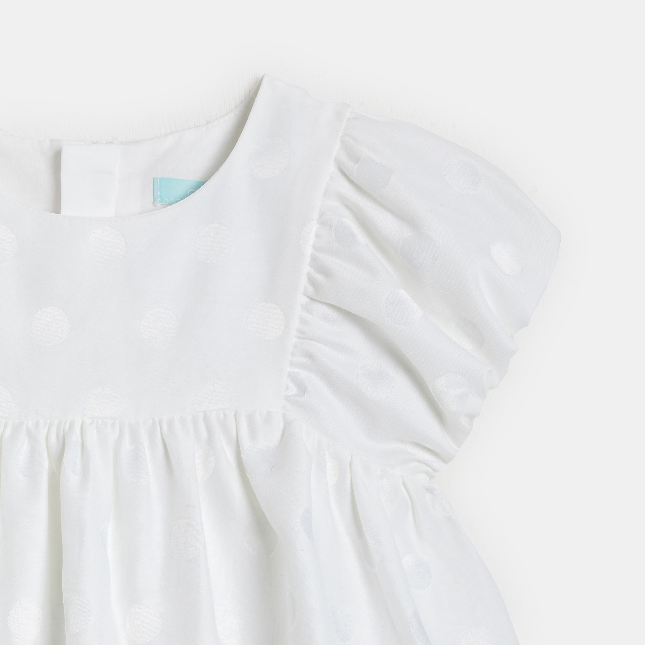 Robe blanche à pois bébé fille - Blanc