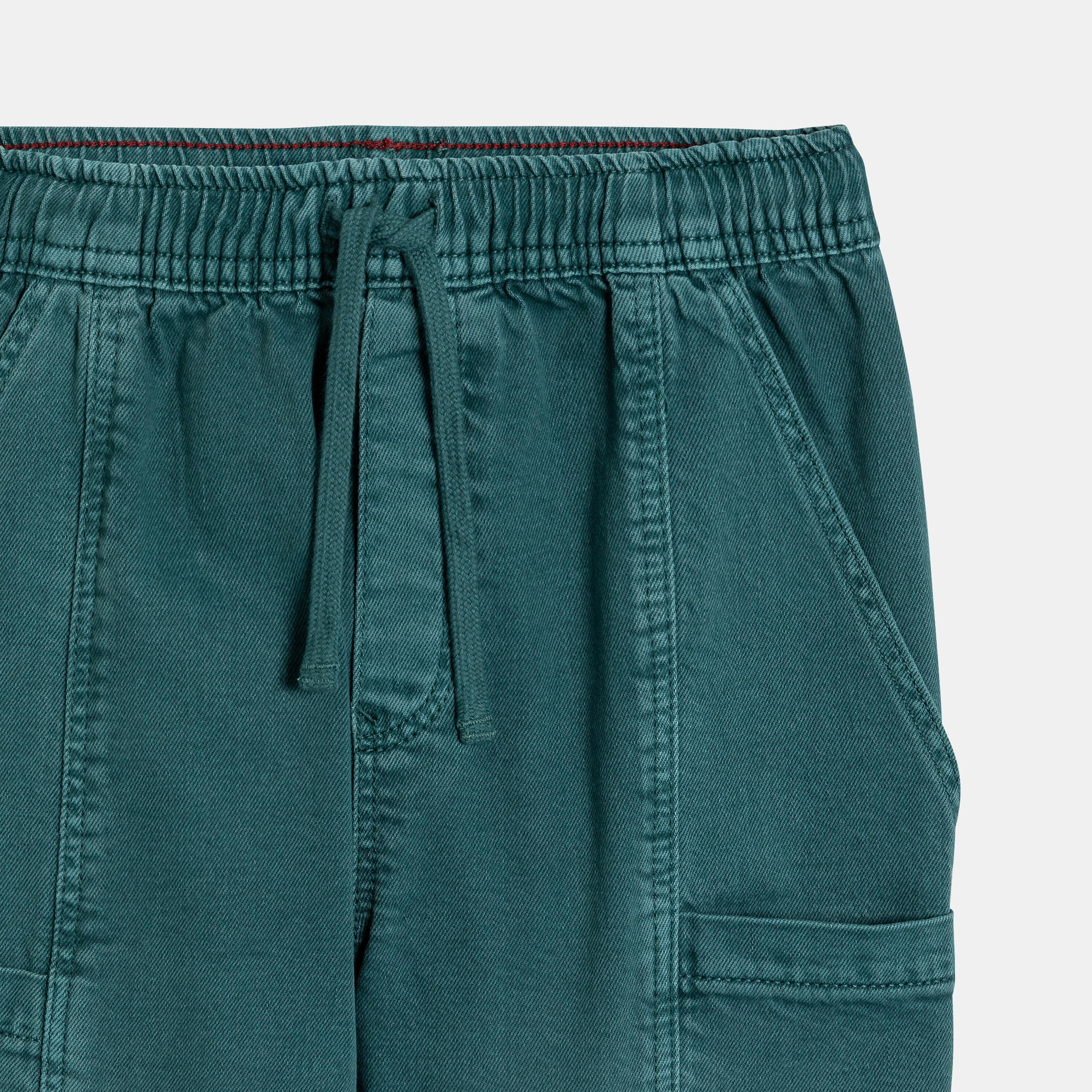 Pantalon cargo denim souple vert garçon - Vert bouteille