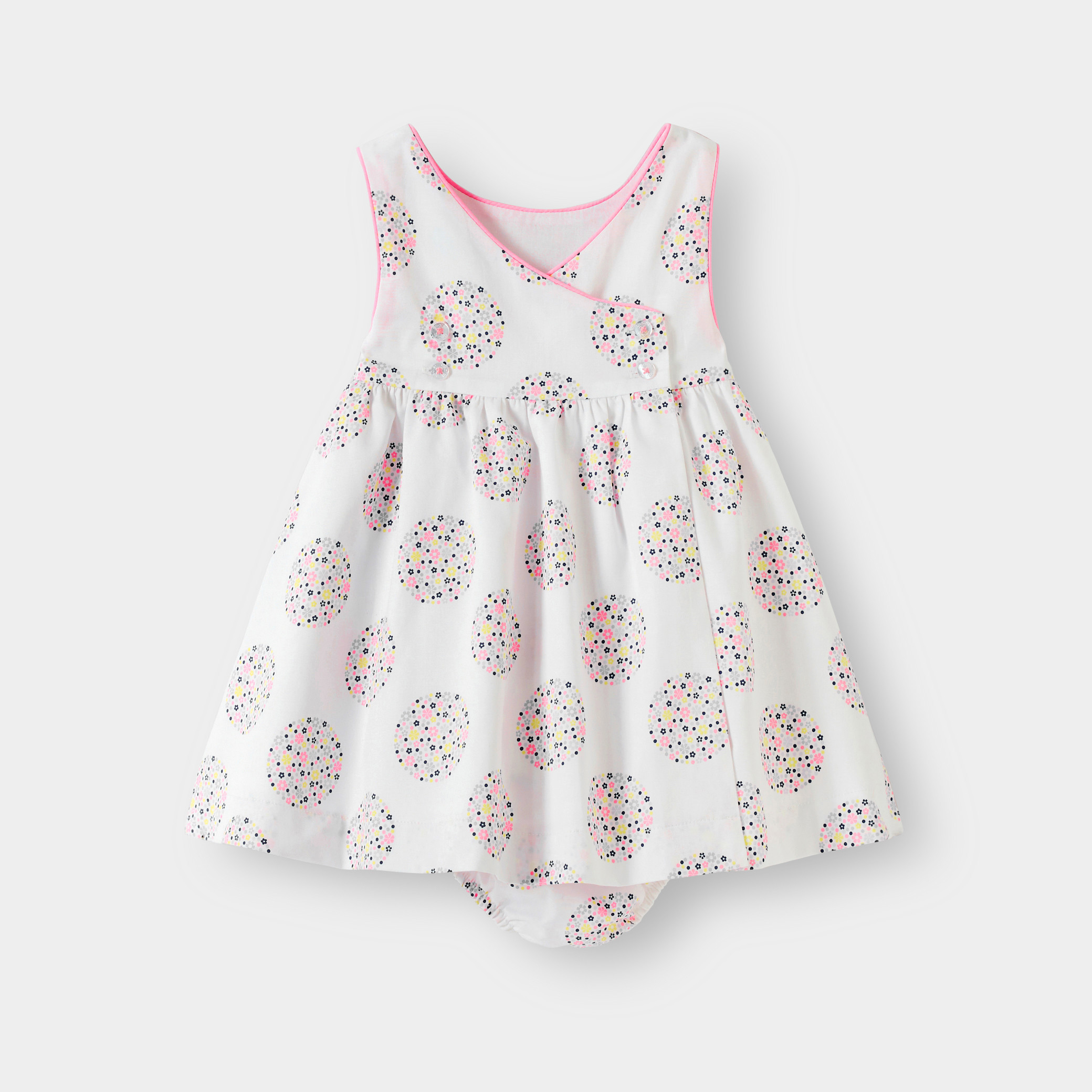 Robe fleurie blanc bébé fille - Imprimé Violet