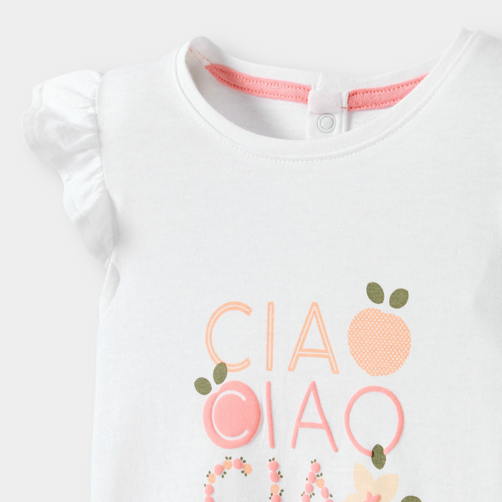 T-shirt blanc à message "soleil" bébé fille - Rose
