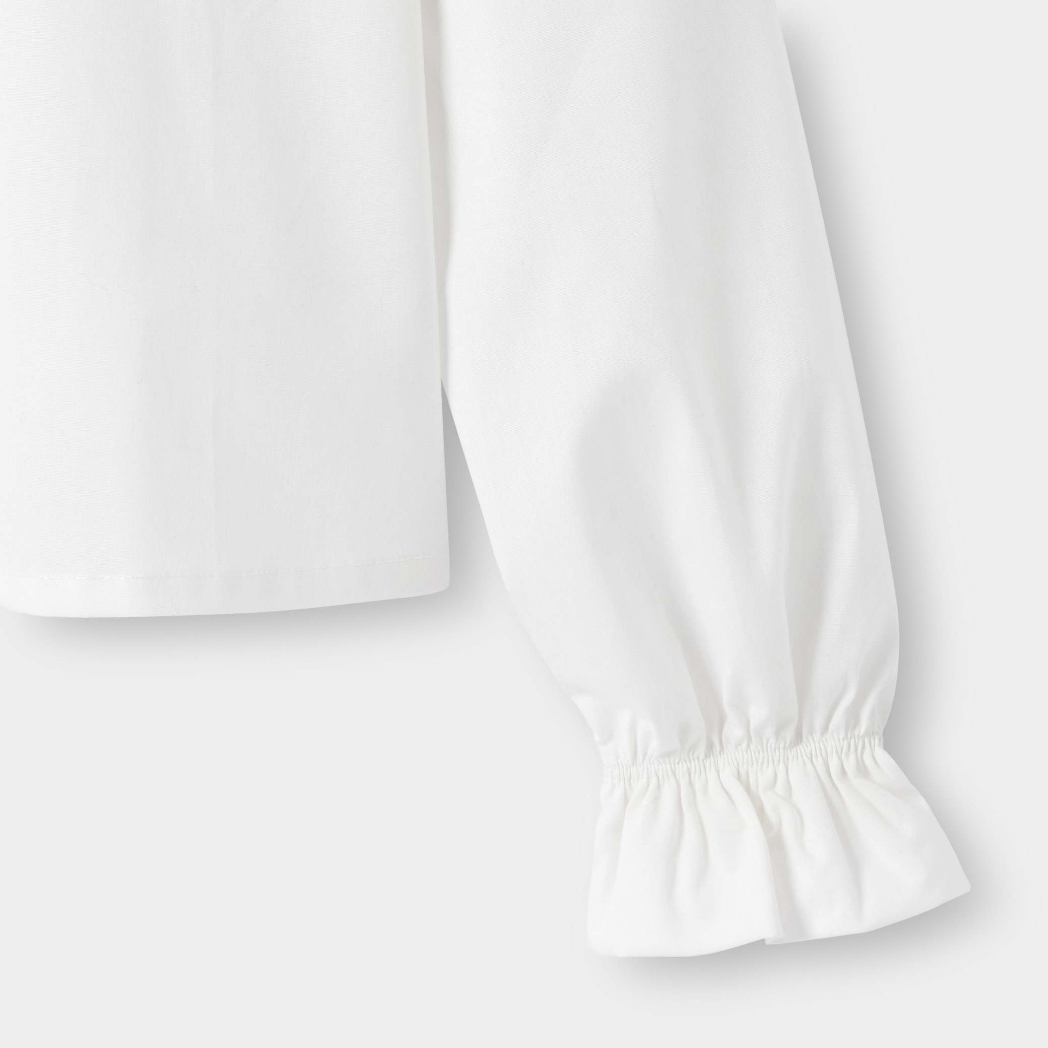 Chemisier popeline large col blanc fille - Blanc
