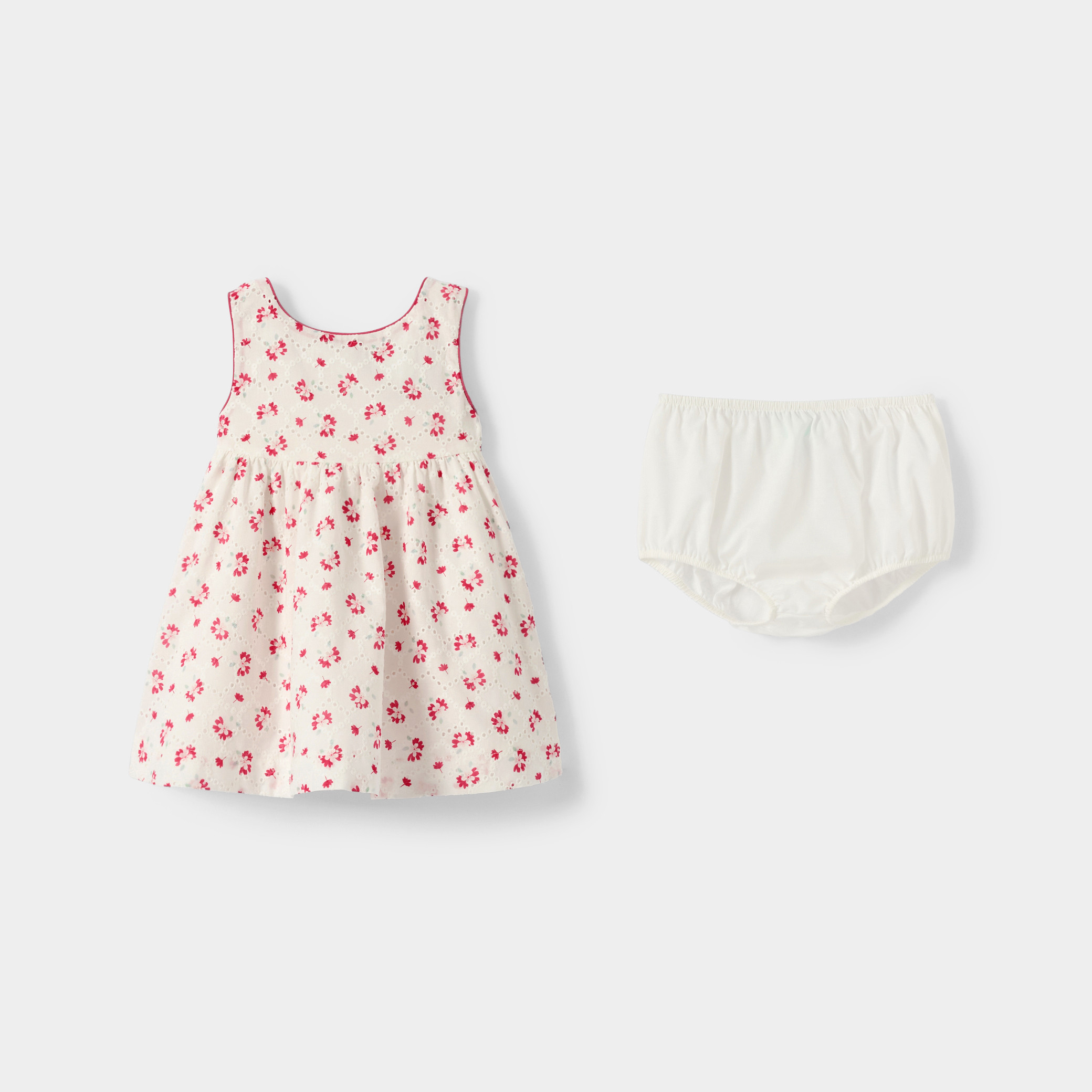 Robe fleurie blanc bébé fille - Imprimé rose