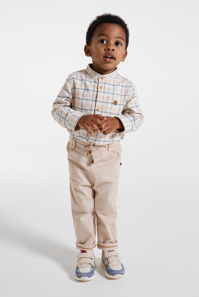 Pantalon bleu bébé garçon - Beige Coquille