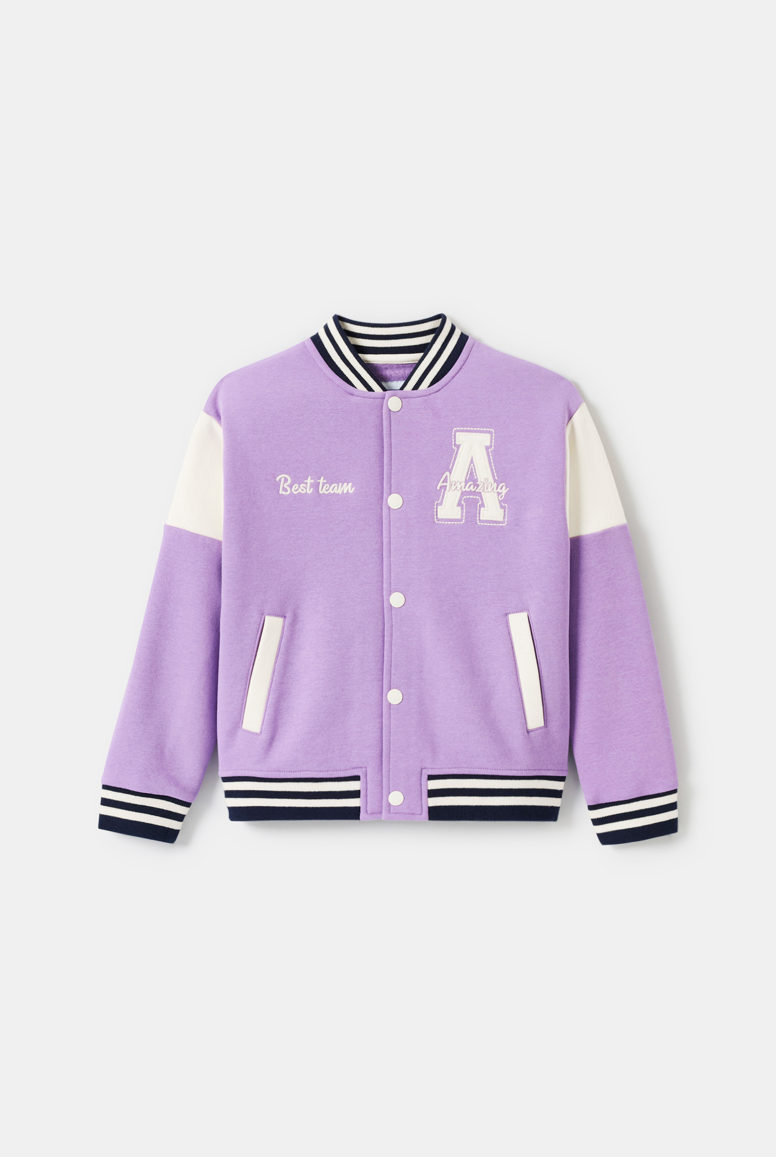 Blouson teddy molleton vert fille - Violet Orchidée