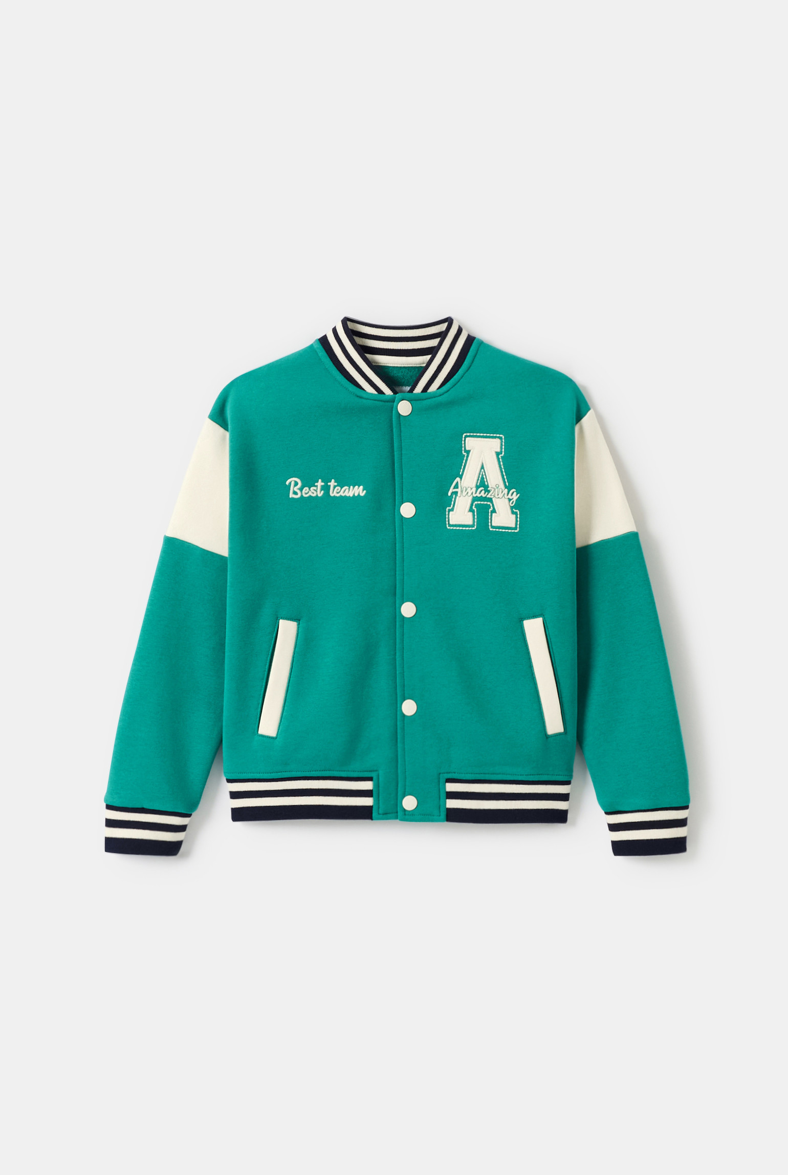 Blouson teddy molleton vert fille - Vert Emeraude