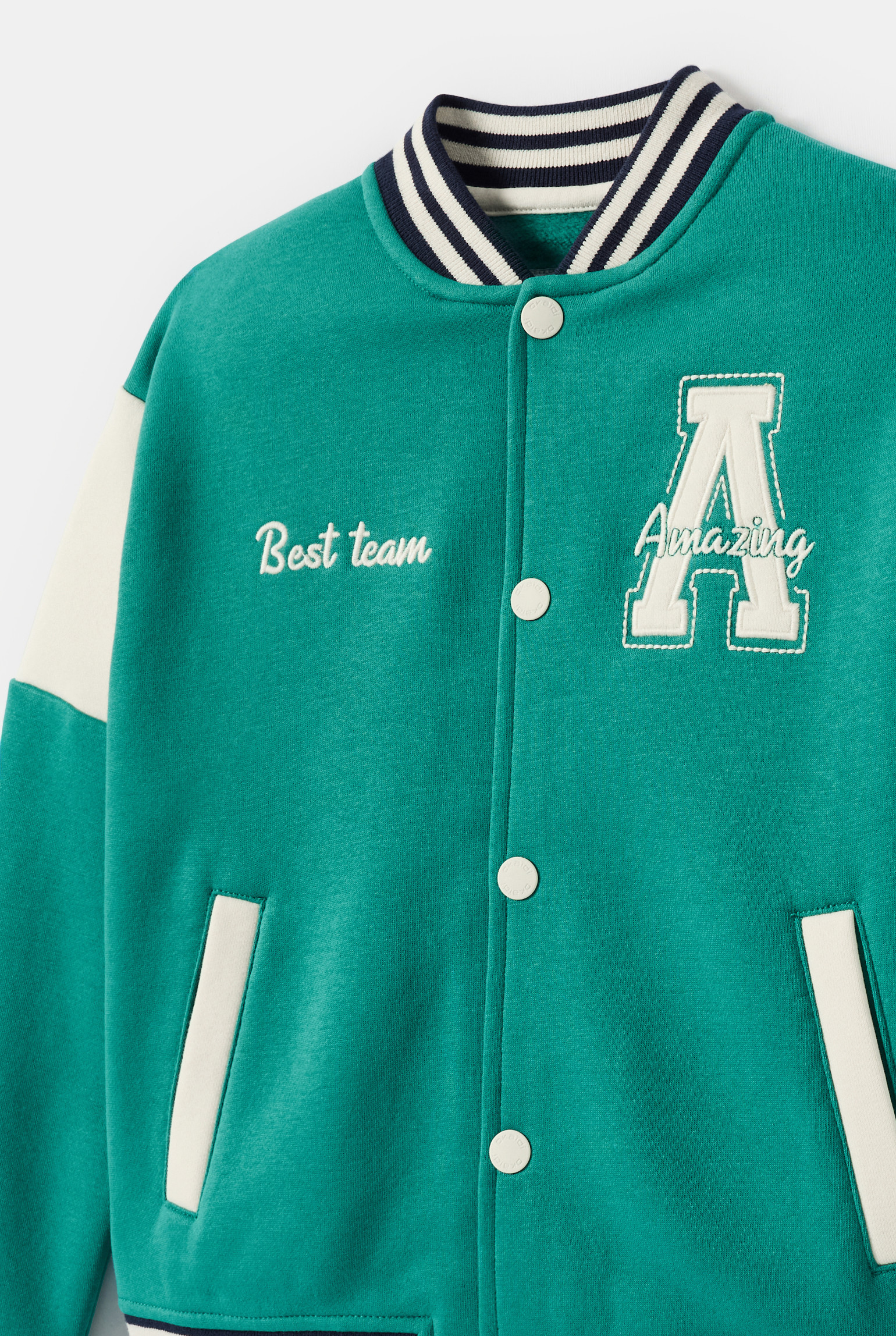 Blouson teddy molleton vert fille - Vert Emeraude
