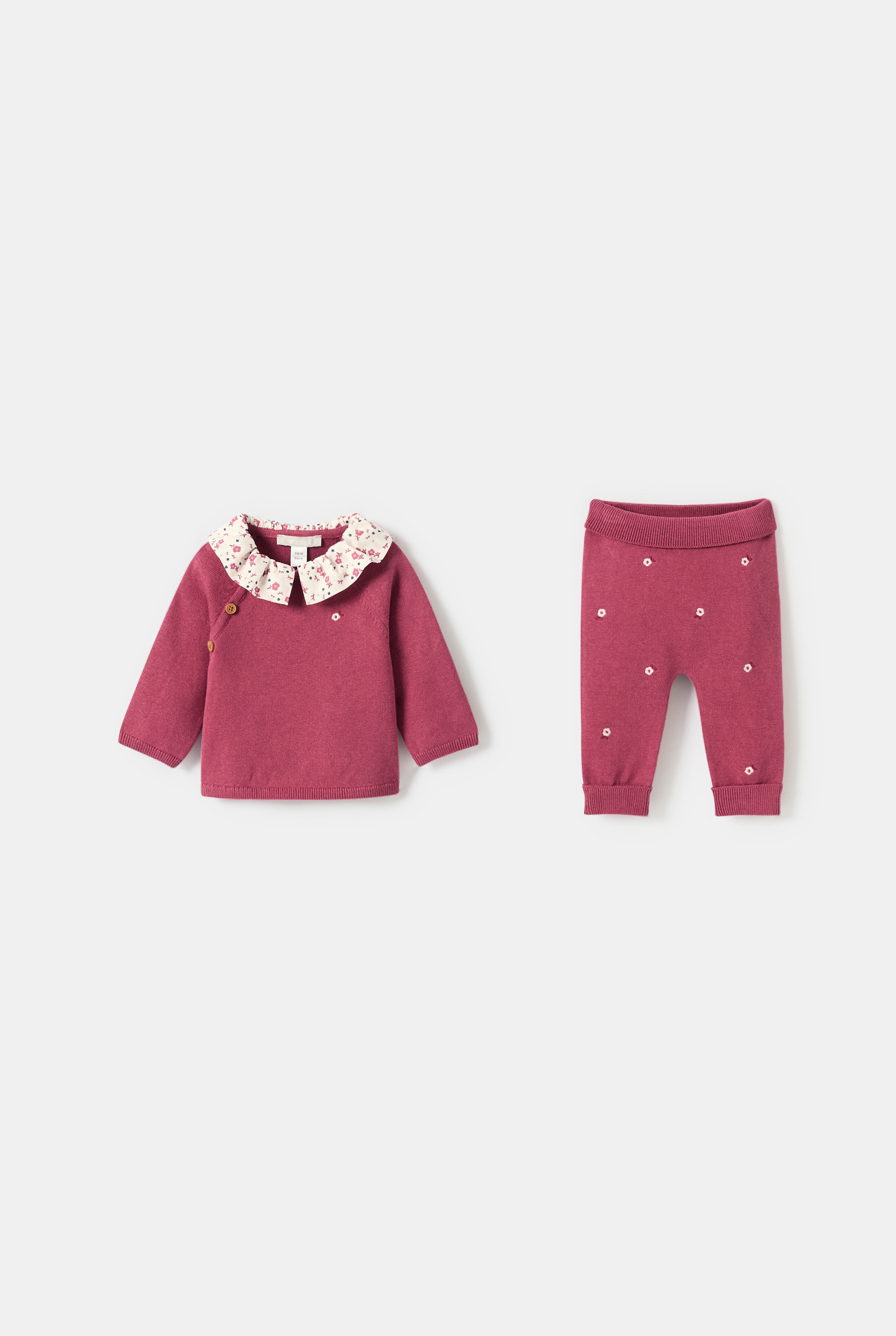 Pull et pantalon maille tricot rose bébé fille - Rose Pétunia