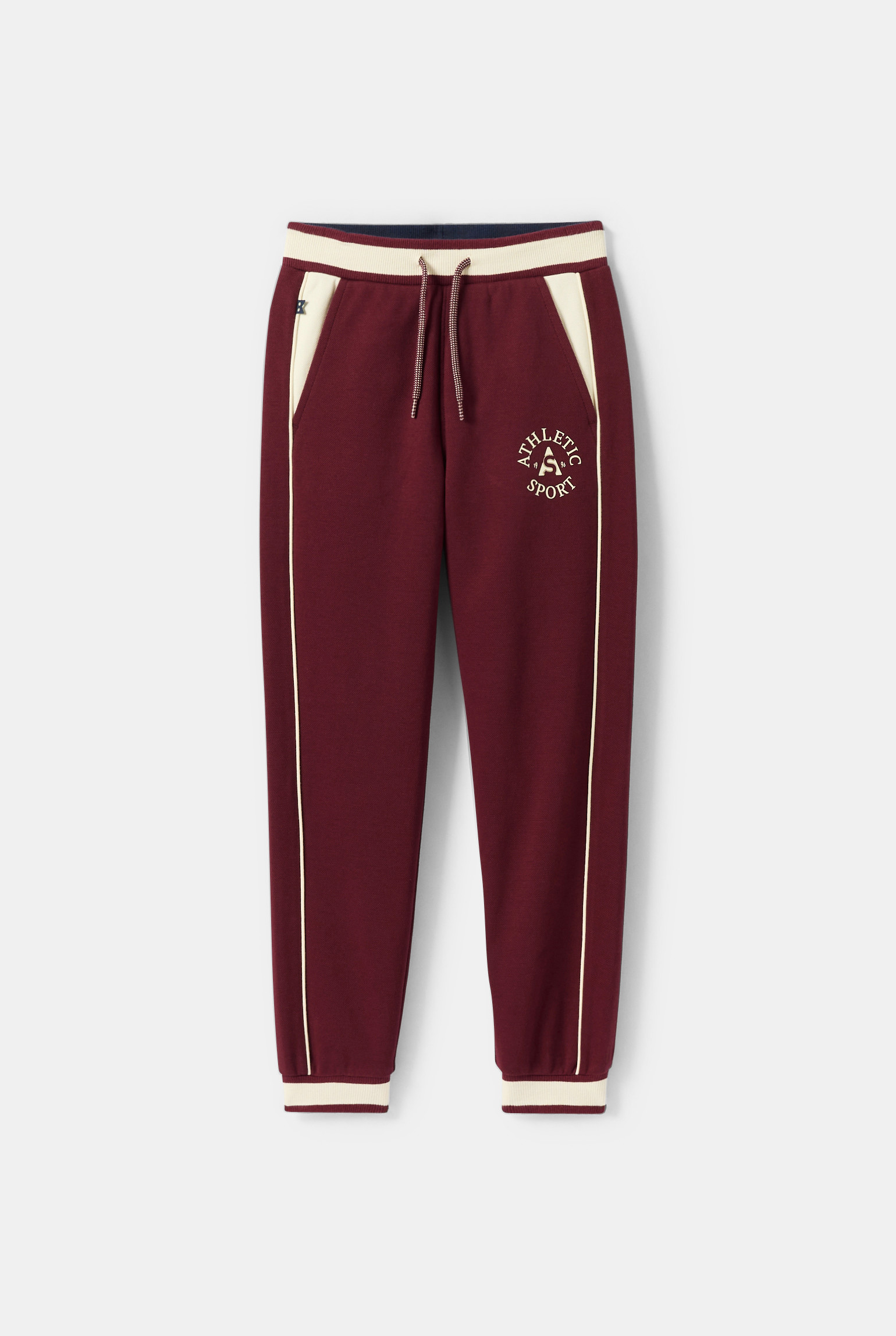 Jogging maille fantaisie bordeaux garçon - Prune