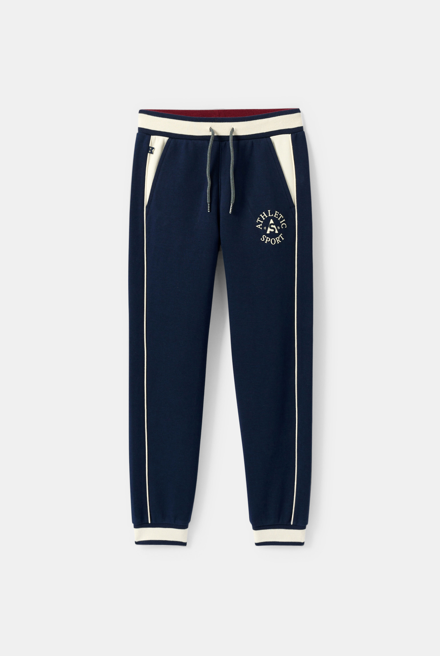 Jogging maille fantaisie bordeaux garçon - Bleu navy