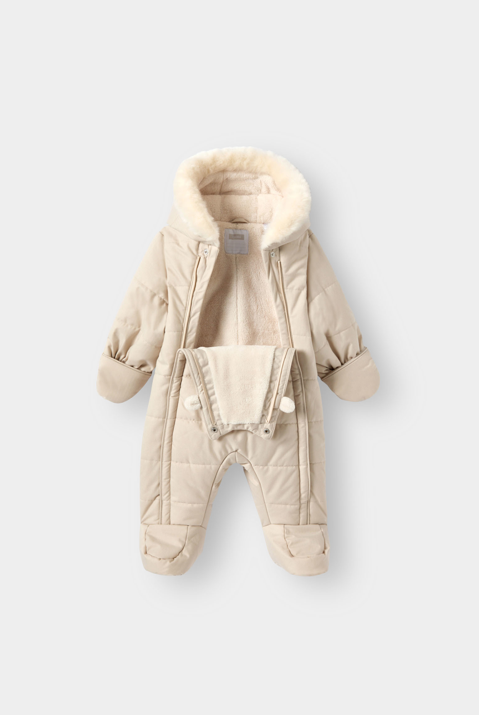 Combipilote chaude doublée beige bébé mixte - Beige chiné