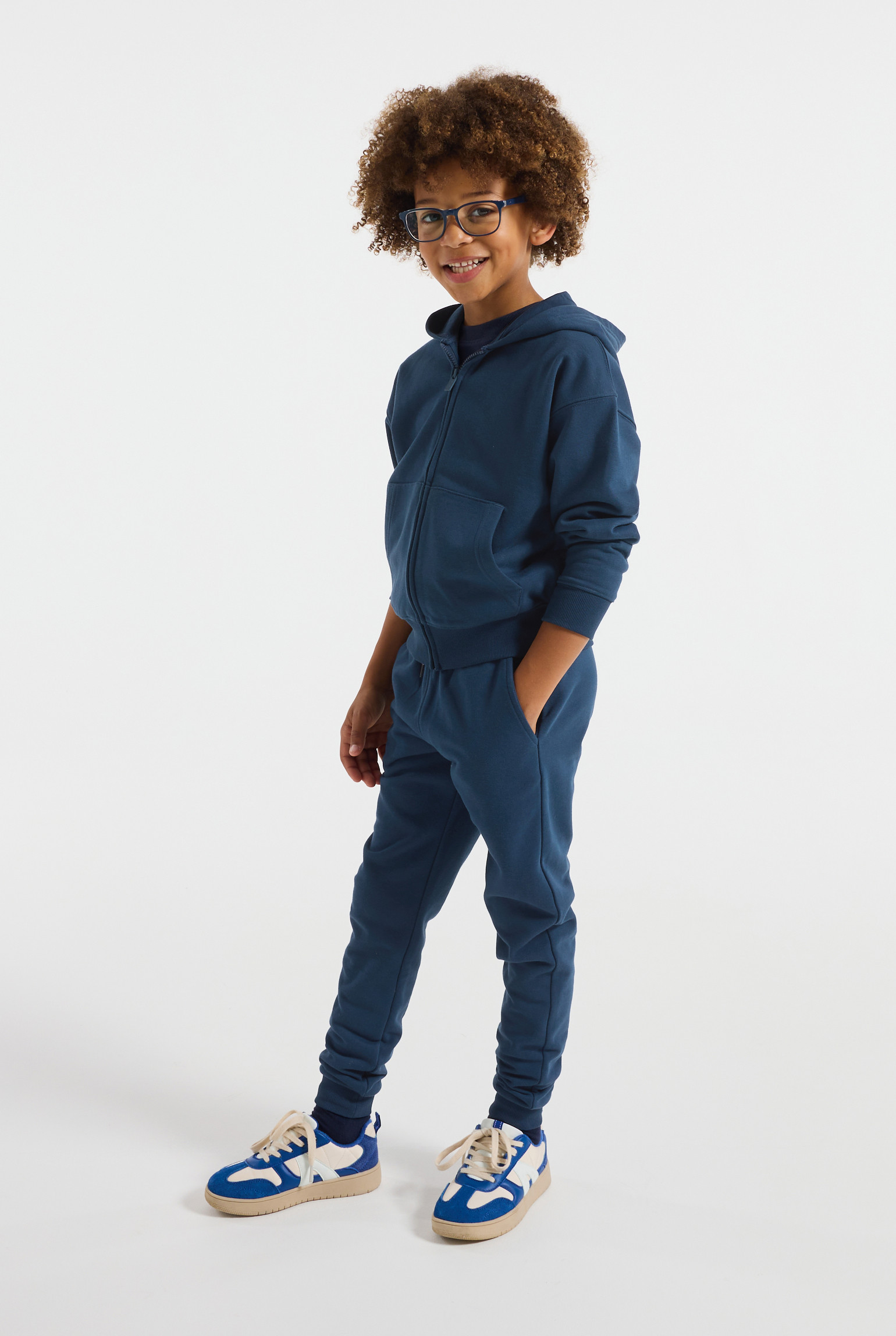 Sweat zippé à capuche vert - Bleu Cobalt