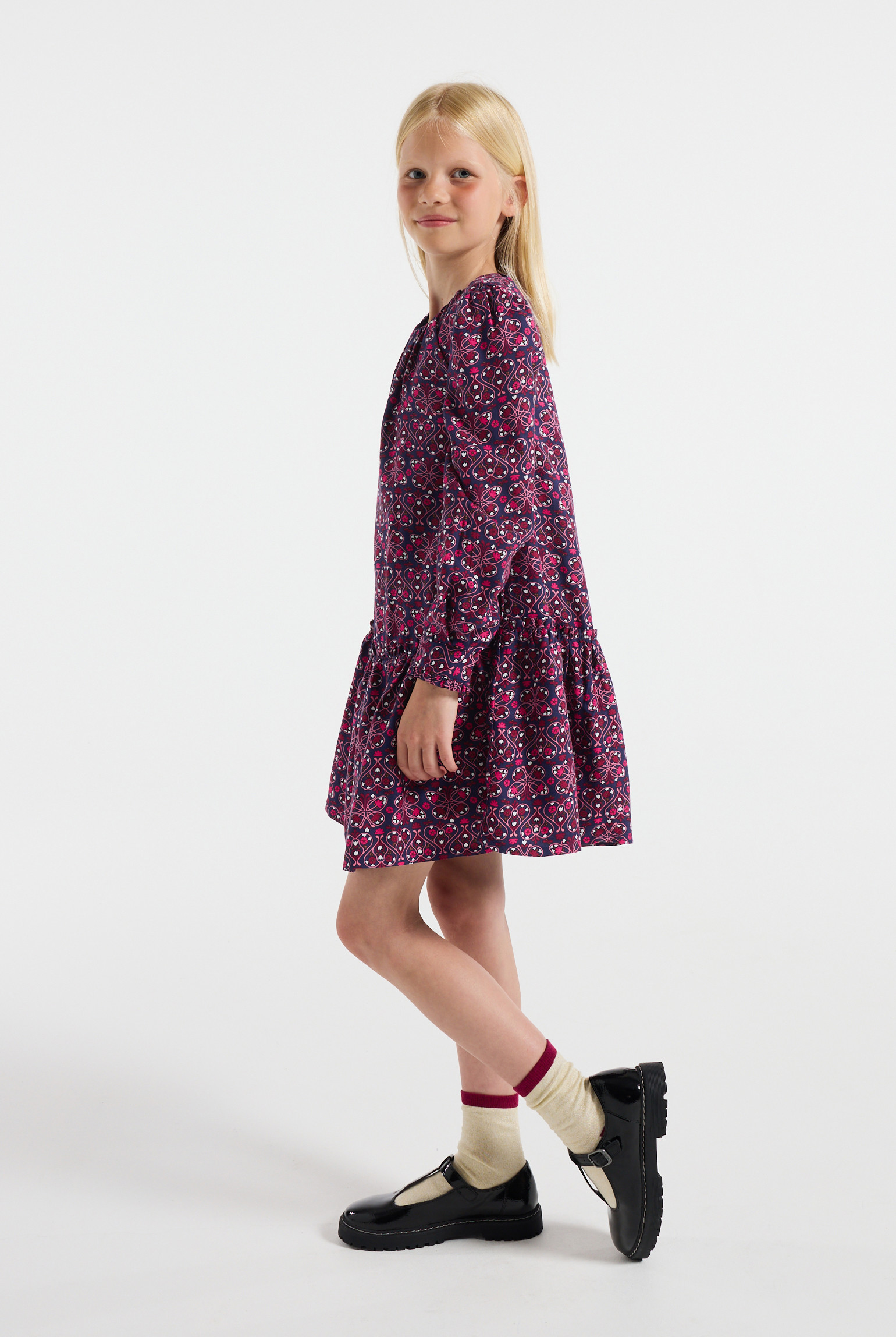 Robe imprimée bleue fille - Imprimé bleu