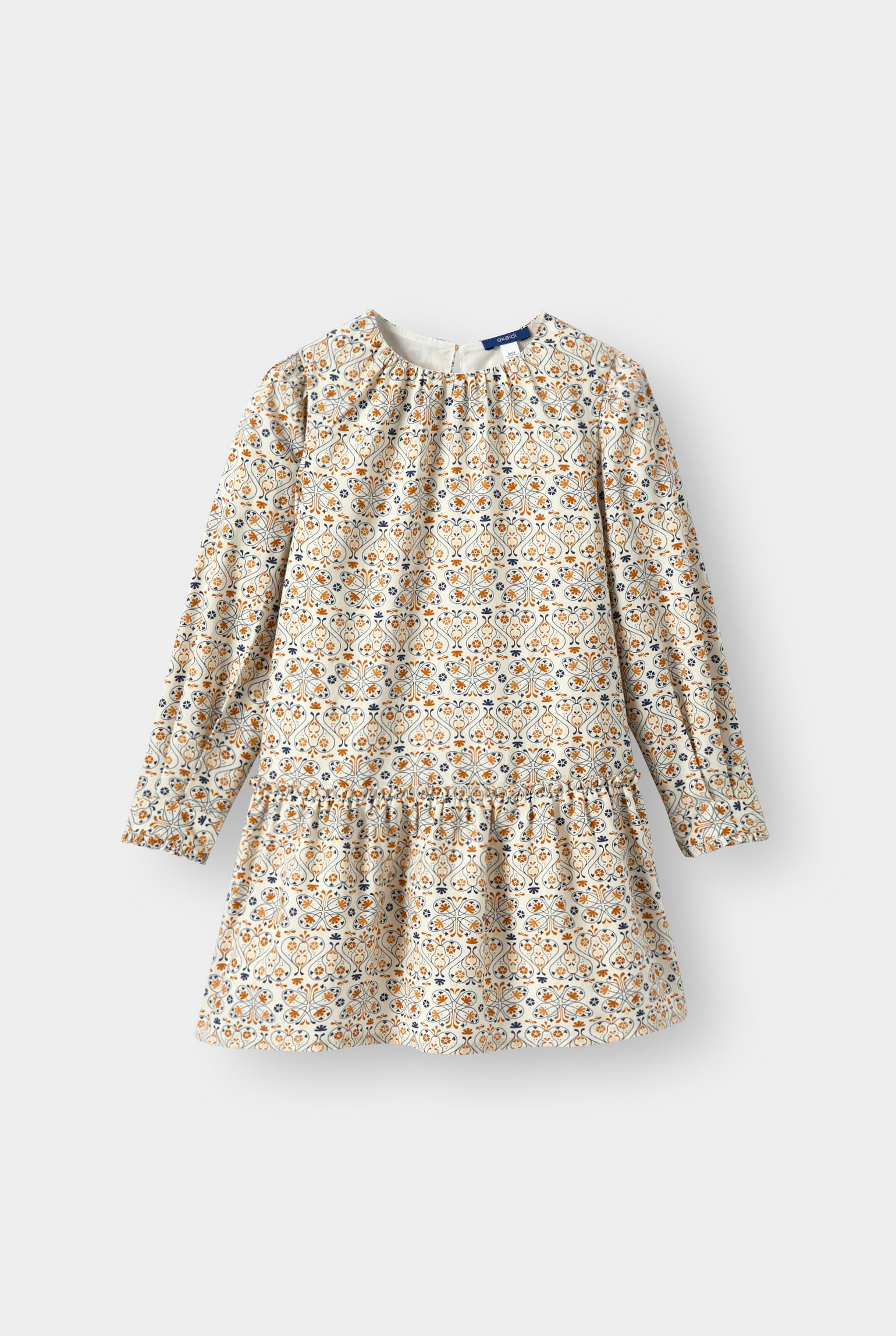 Robe imprimée bleue fille - Imprimé beige