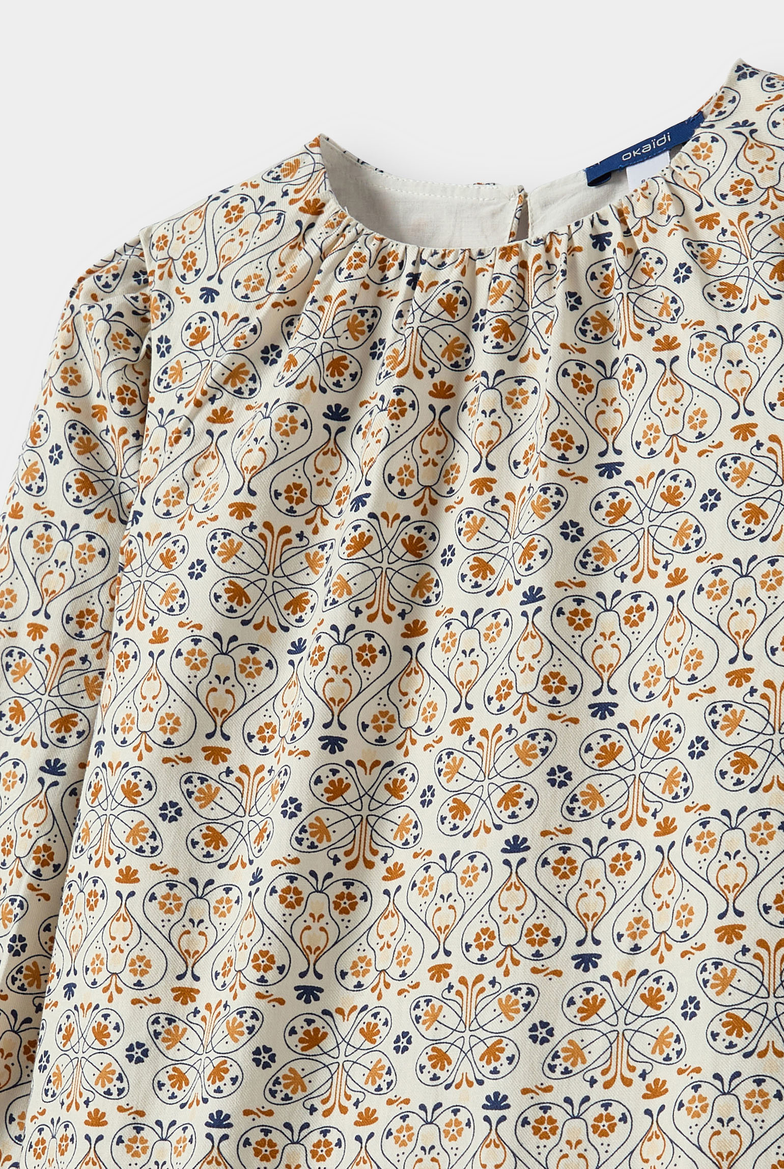 Robe imprimée bleue fille - Imprimé beige