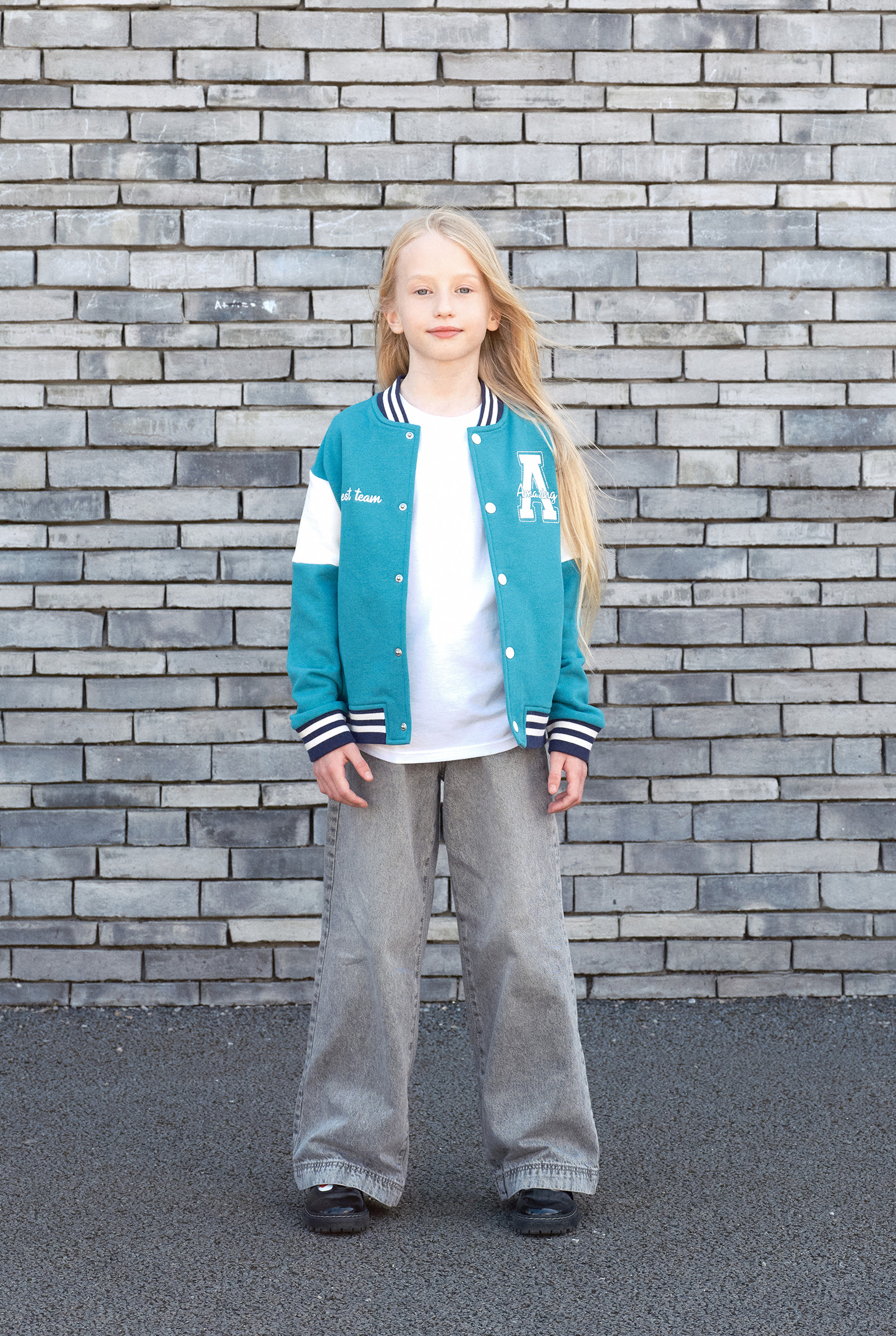 Blouson teddy molleton vert fille - Vert Emeraude
