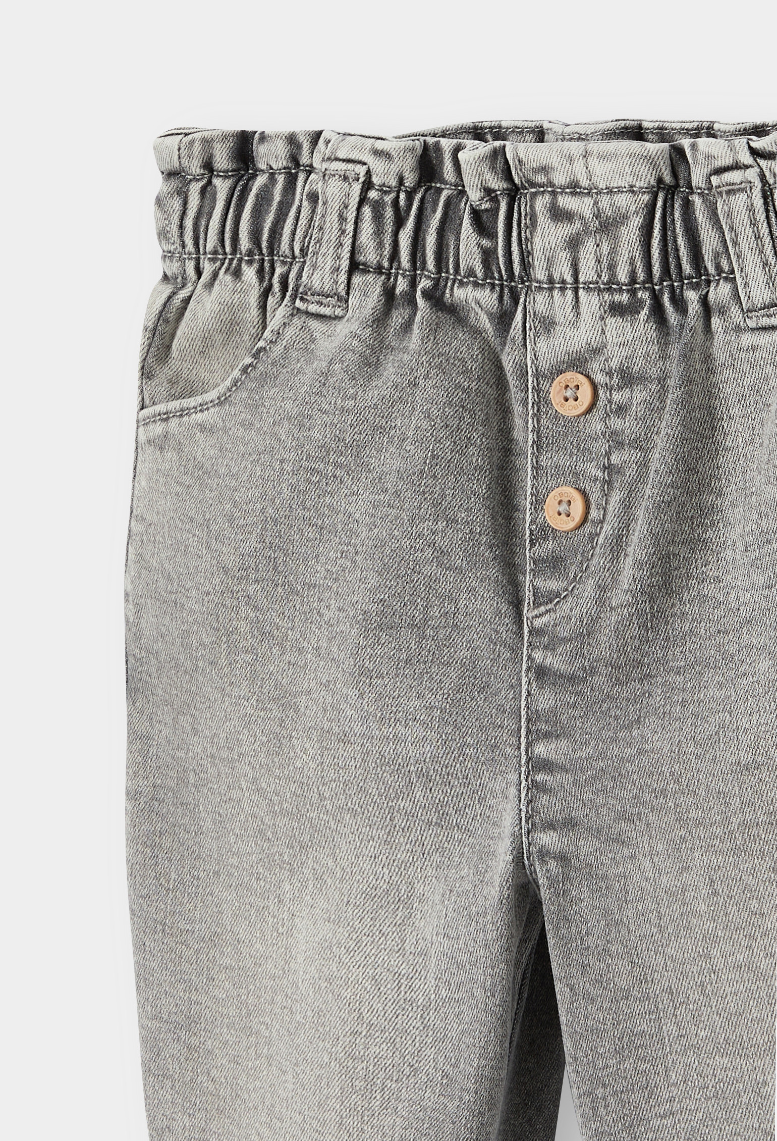Pantalon taille haute bleu bébé fille - Denim Gris