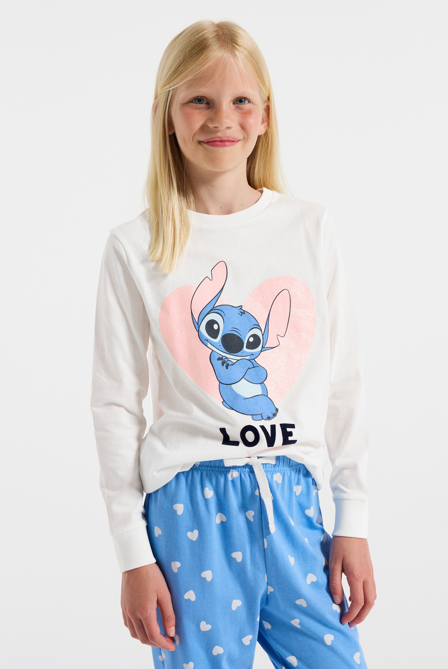 Pyjama Stitch jersey bleu fille - Bleu libellule