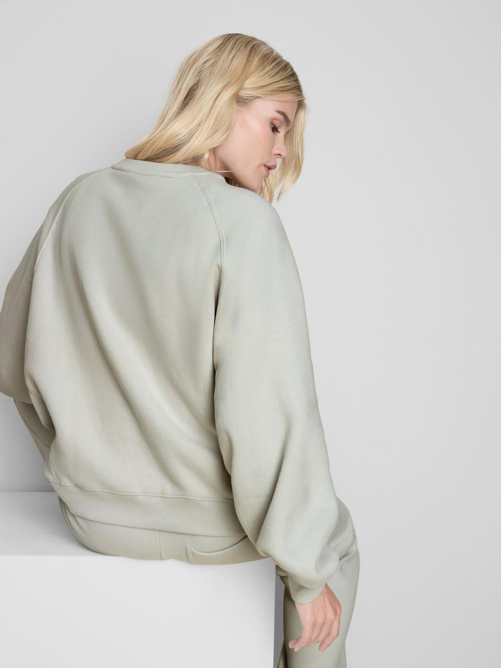 Cotton-Rich Raglan Sweatshirt - Light Gray