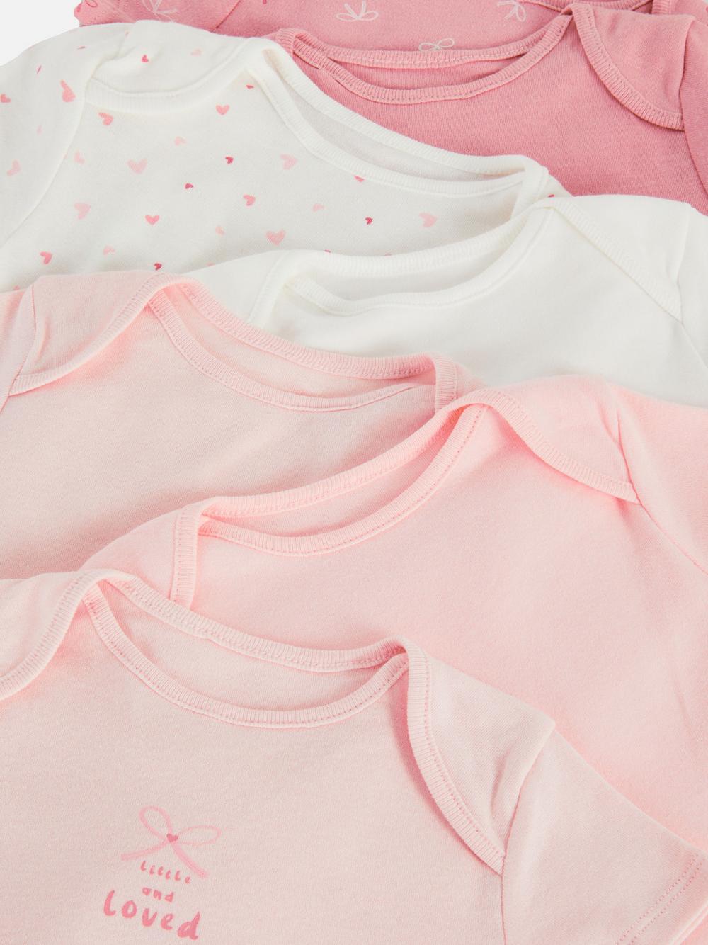 0-36mths | 7pk Short Sleeve Bodysuits - Pink
