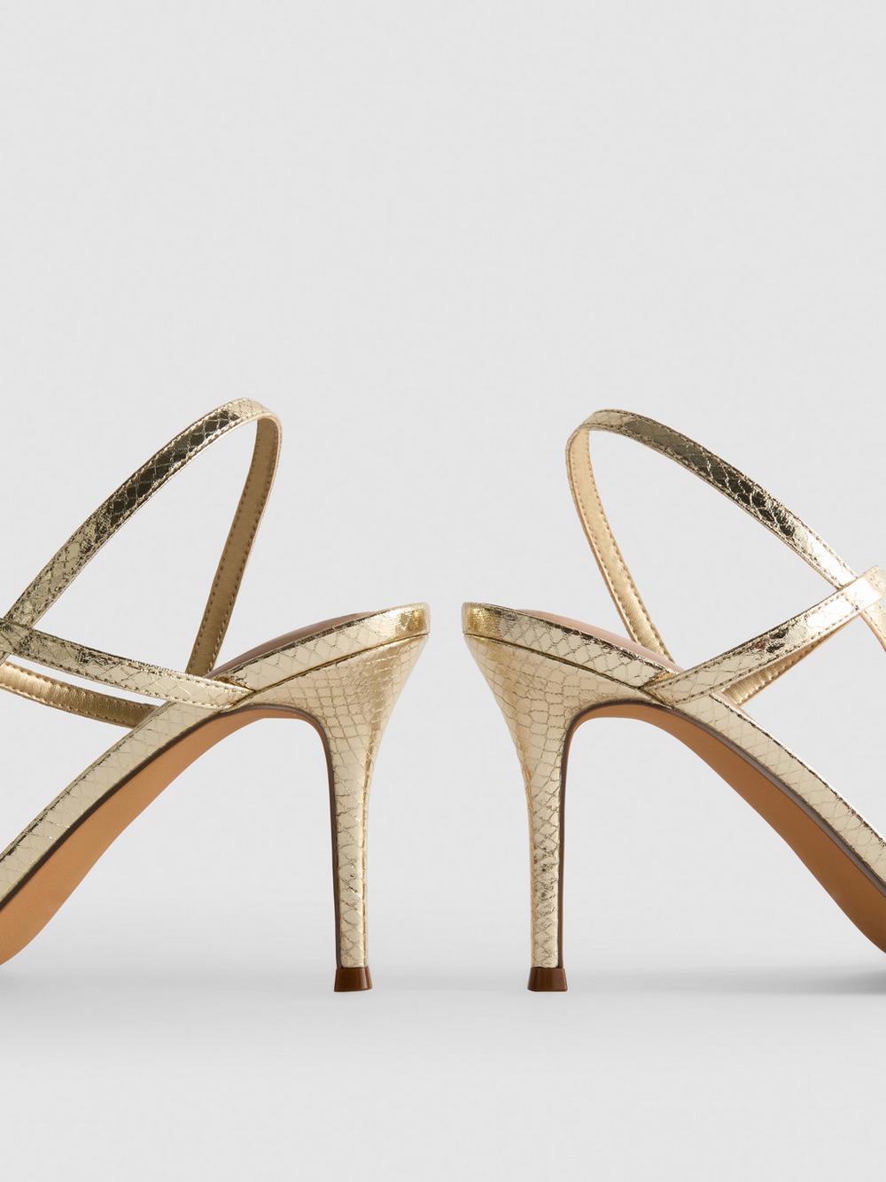 Barely There Heeled Sandals - Gold