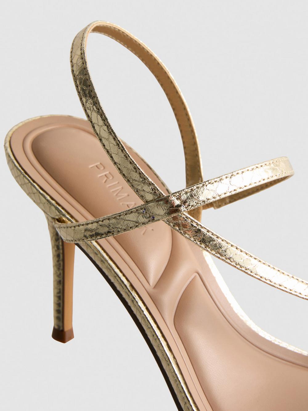 Barely There Heeled Sandals - Gold