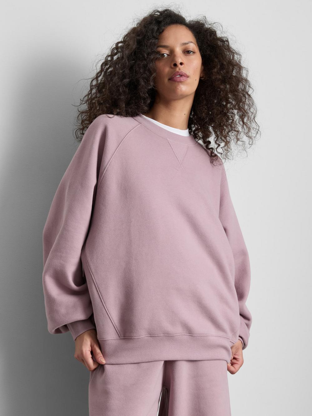 Cotton-Rich Raglan Sweatshirt - Pink