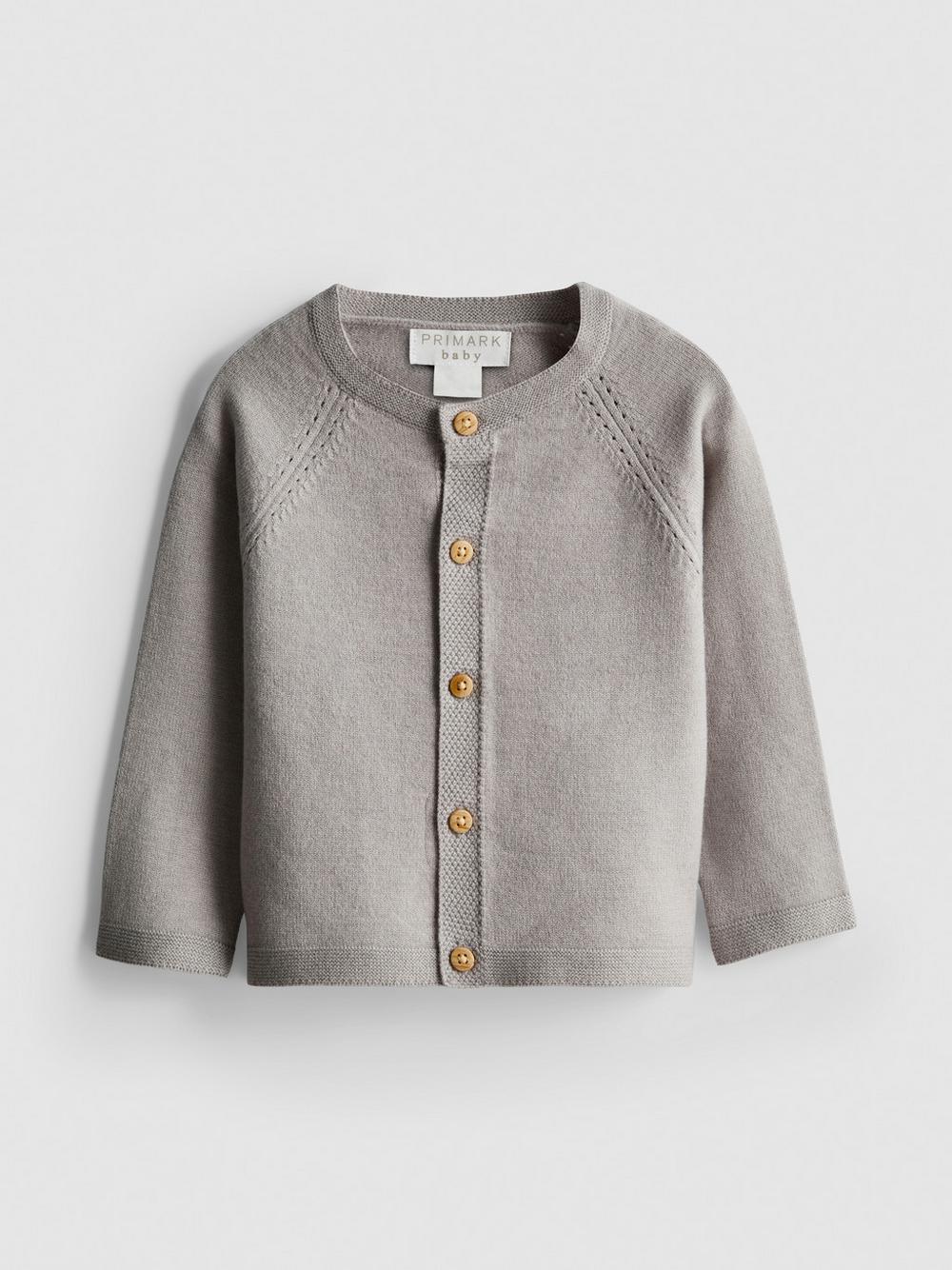0-18mths | Newborn Pointelle Knit Cardigan - Gray