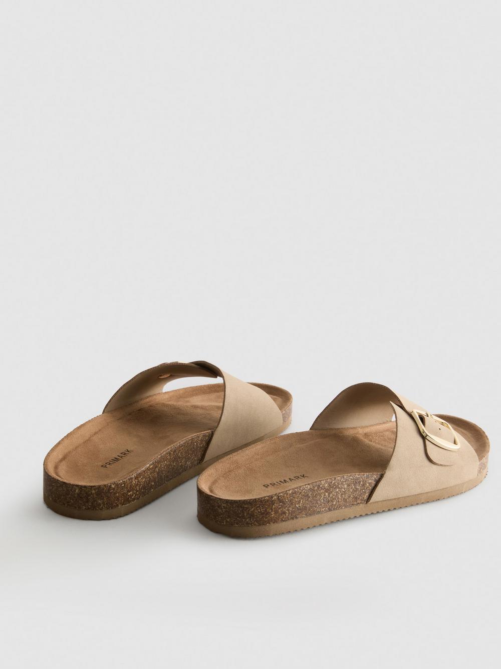 Buckle Strap Mule Sandals - Taupe
