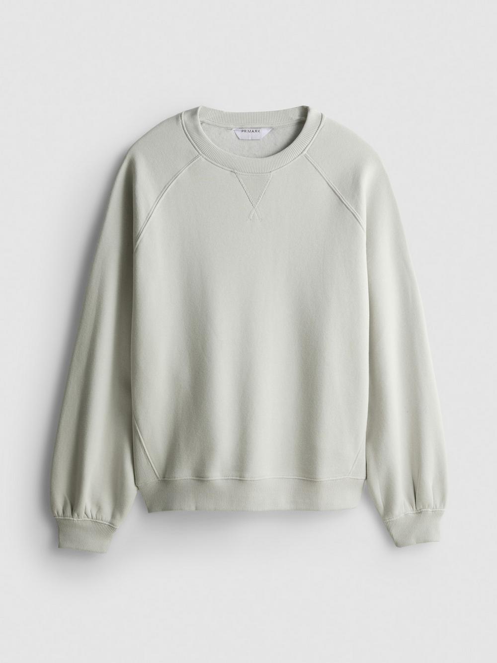 Cotton-Rich Raglan Sweatshirt - Light Gray