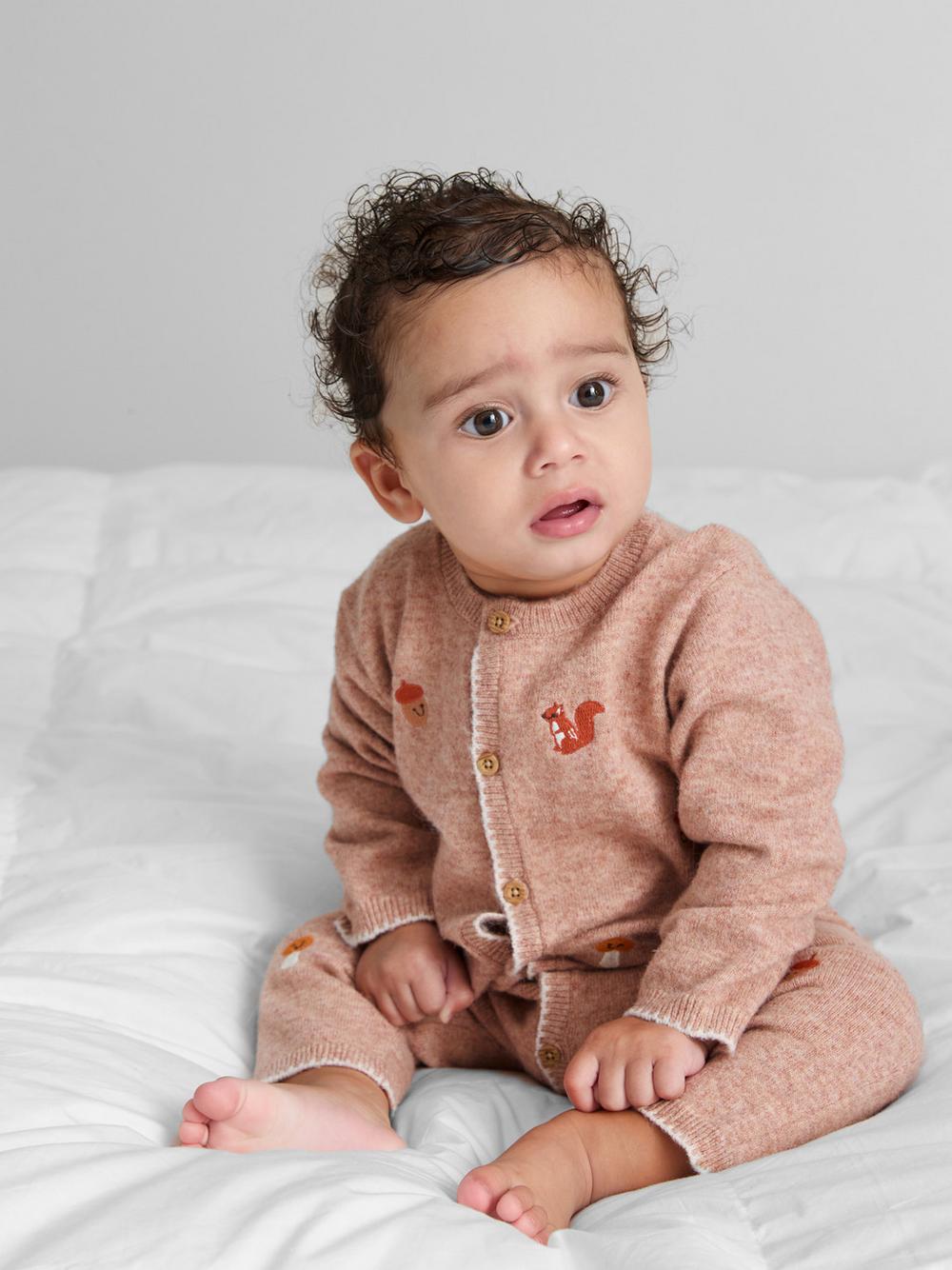 0-18mths | Embroidered Newborn Romper - Brown