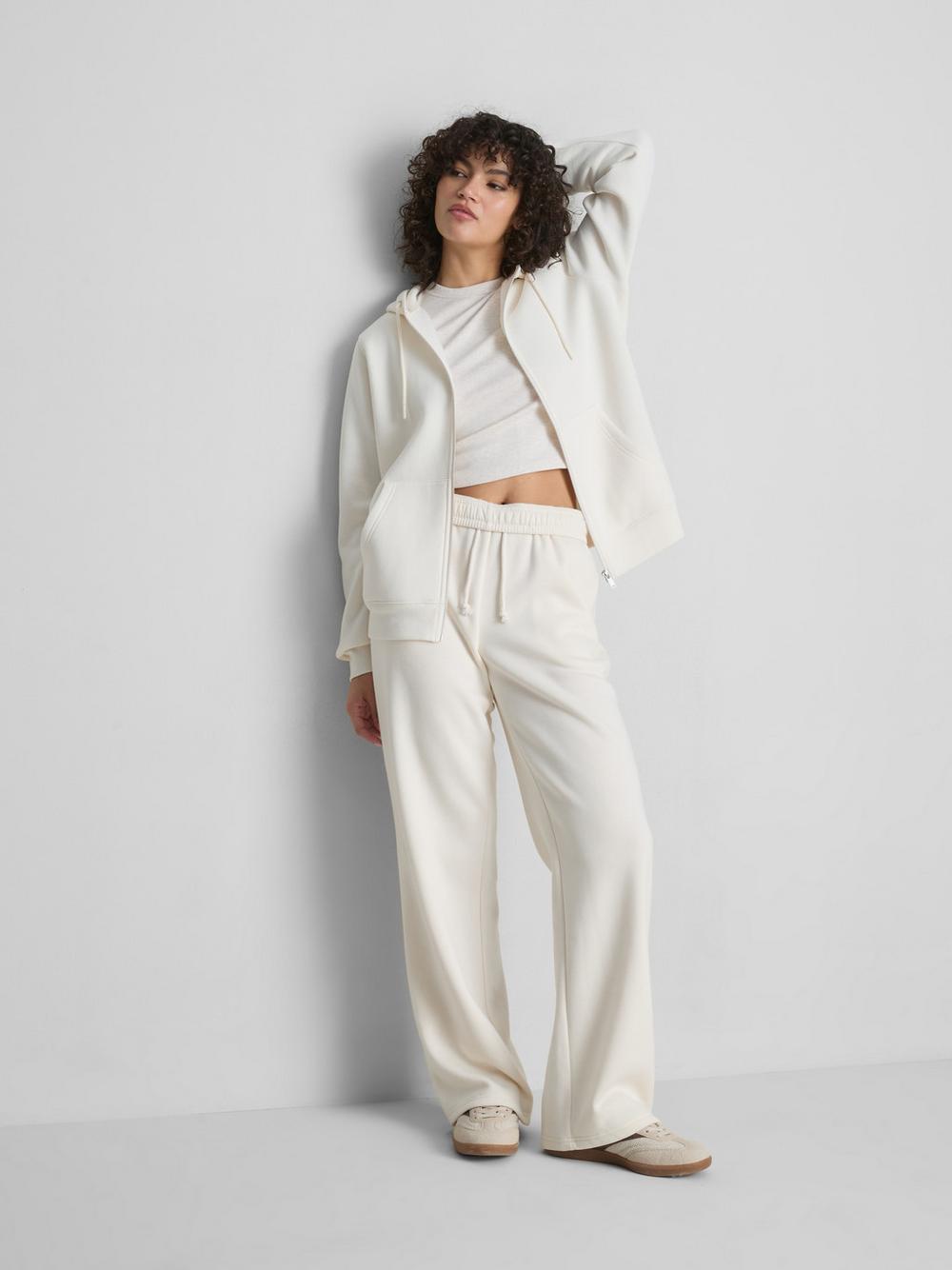 Essential Cotton Blend Zip Through Hoodie - Ivory