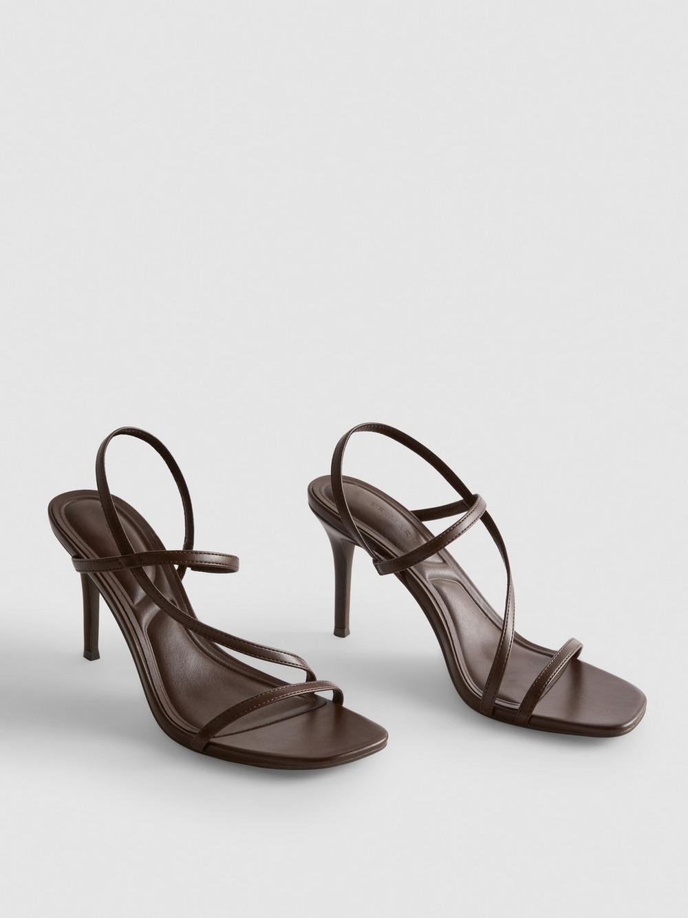 Barely There Heeled Sandals - Chocolate