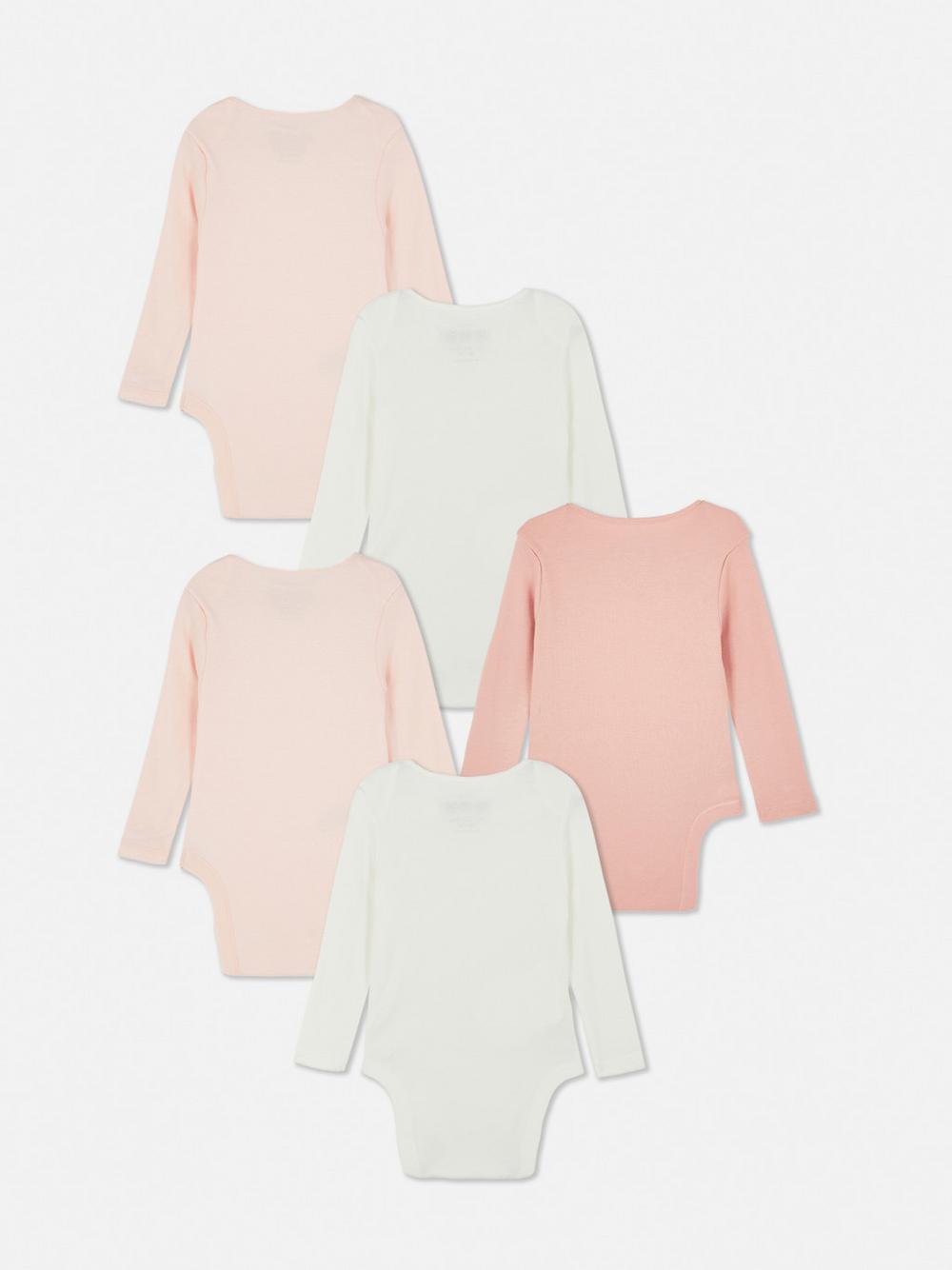 0-36mths | 5pk Long Sleeve Bodysuits - Pink