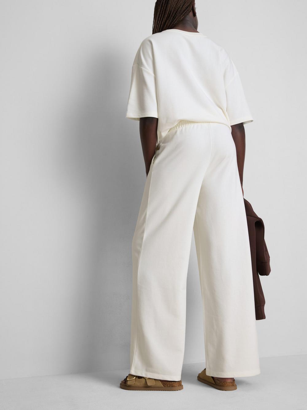 Cotton Rich Wide Leg Sweatpants - Ivory