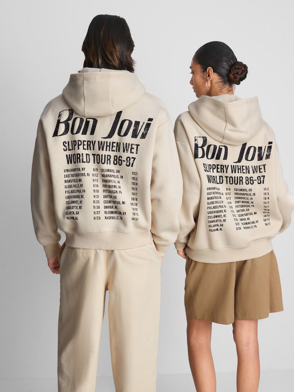 Bon Jovi Zip-Up Hoodie - Ivory