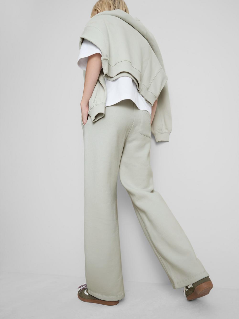 Cotton Rich Wide Leg Sweatpants - Light Gray