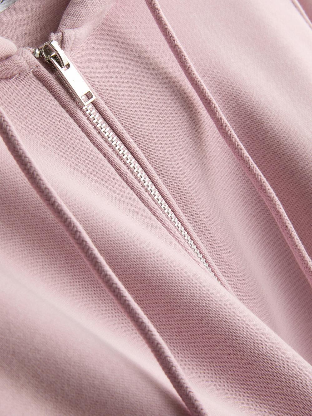 Essential Cotton Blend Zip Through Hoodie - Light Pink