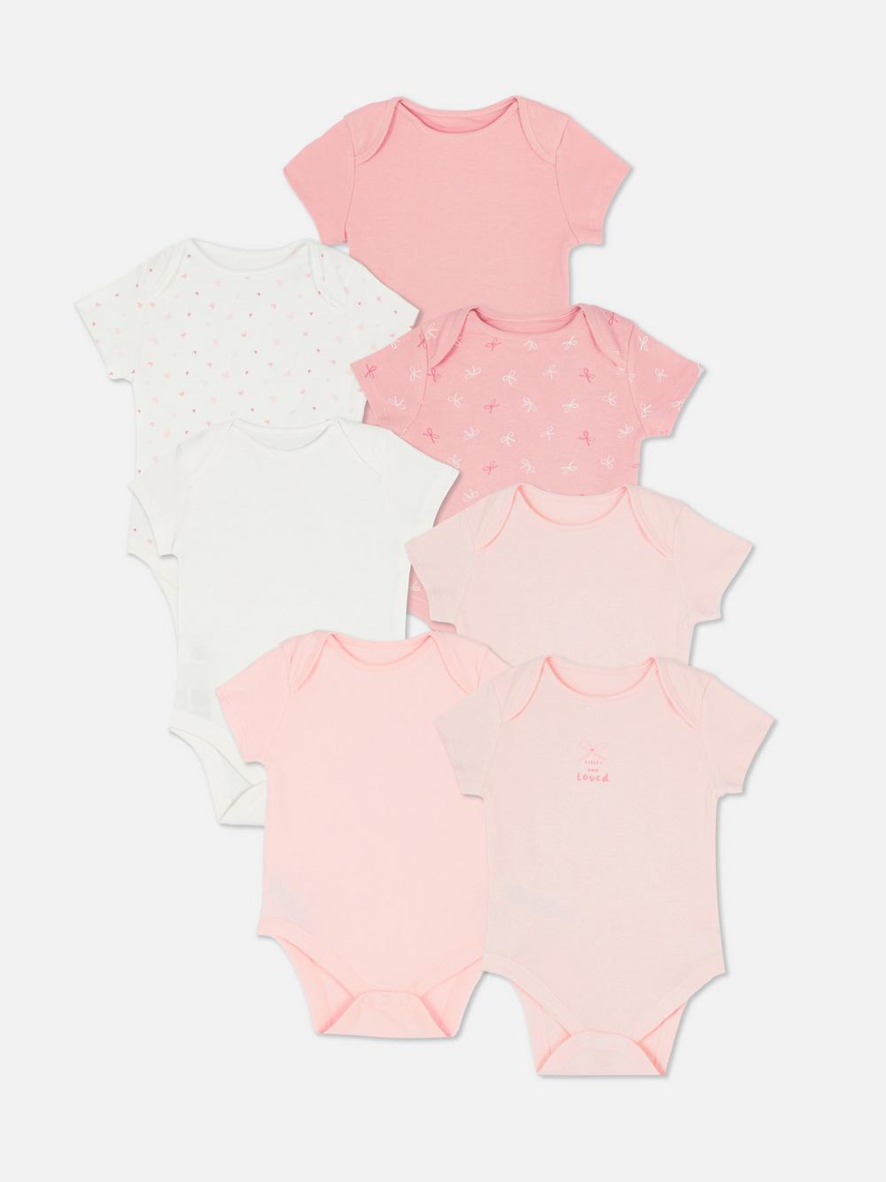 0-36mths | 7pk Short Sleeve Bodysuits - Pink