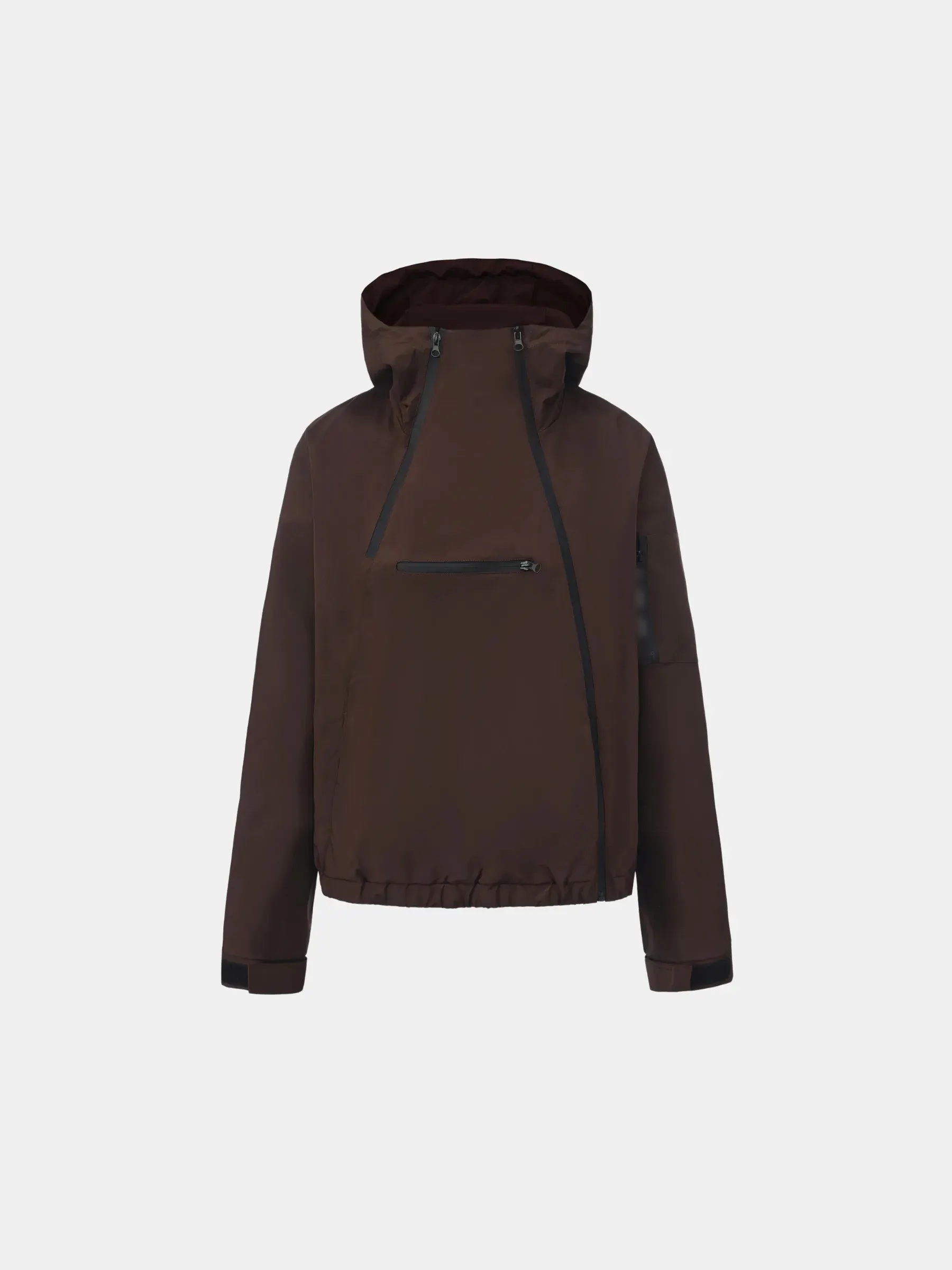 Short Asymmetric Zip Rain Hoodie