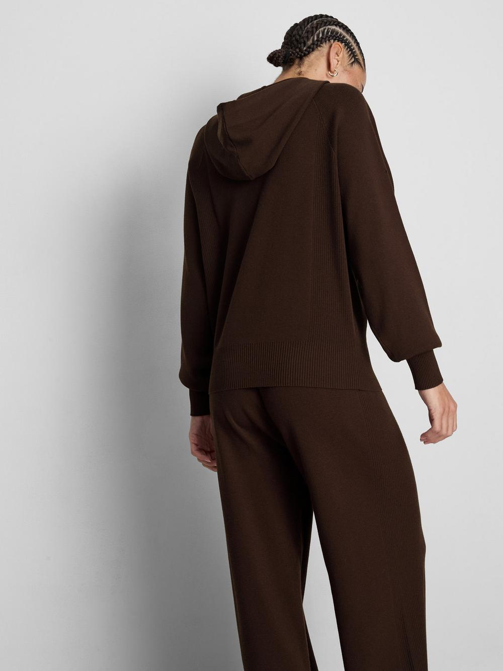 Relaxed Knitted Hoodie - Chocolate