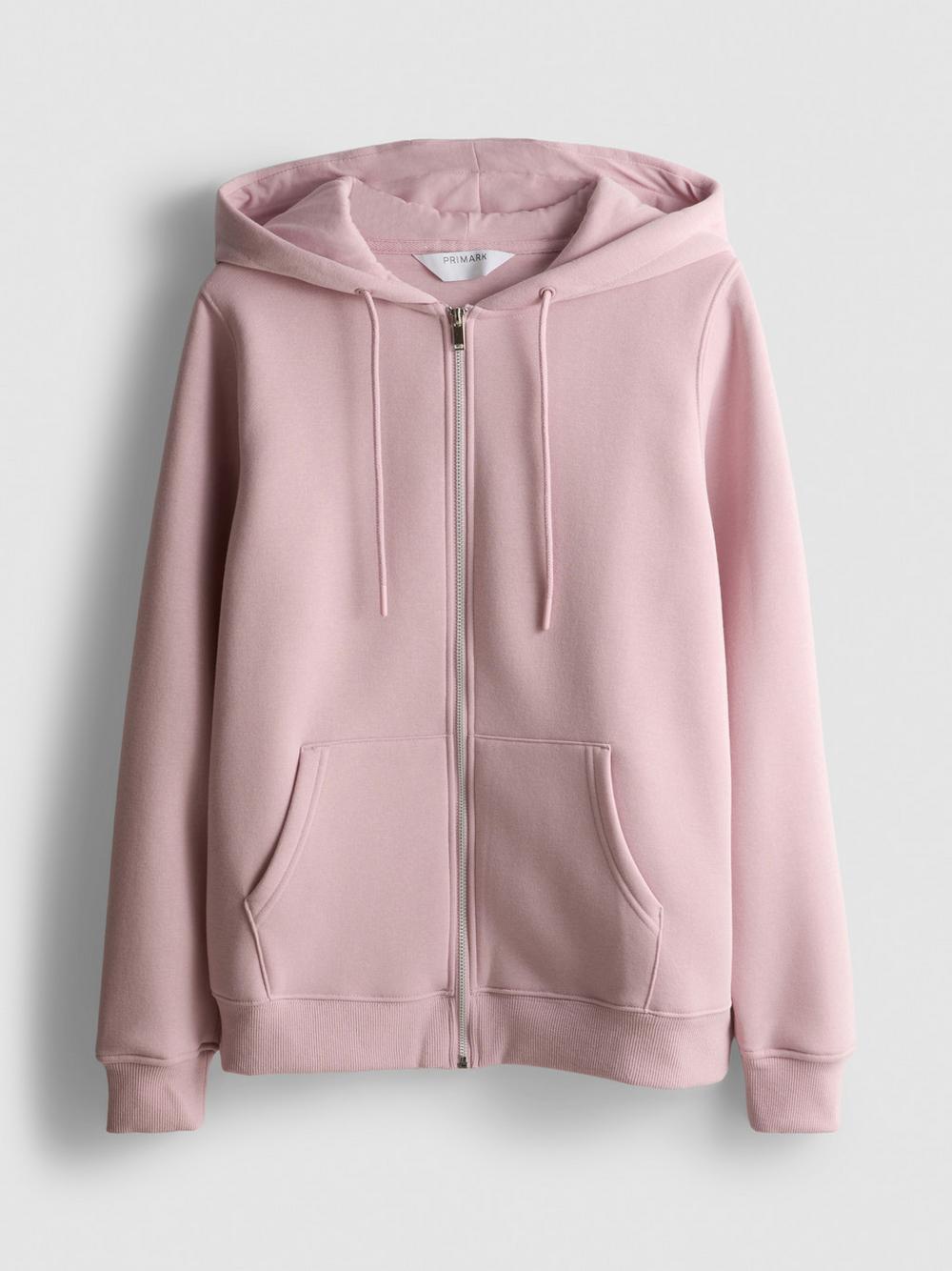Essential Cotton Blend Zip Through Hoodie - Light Pink