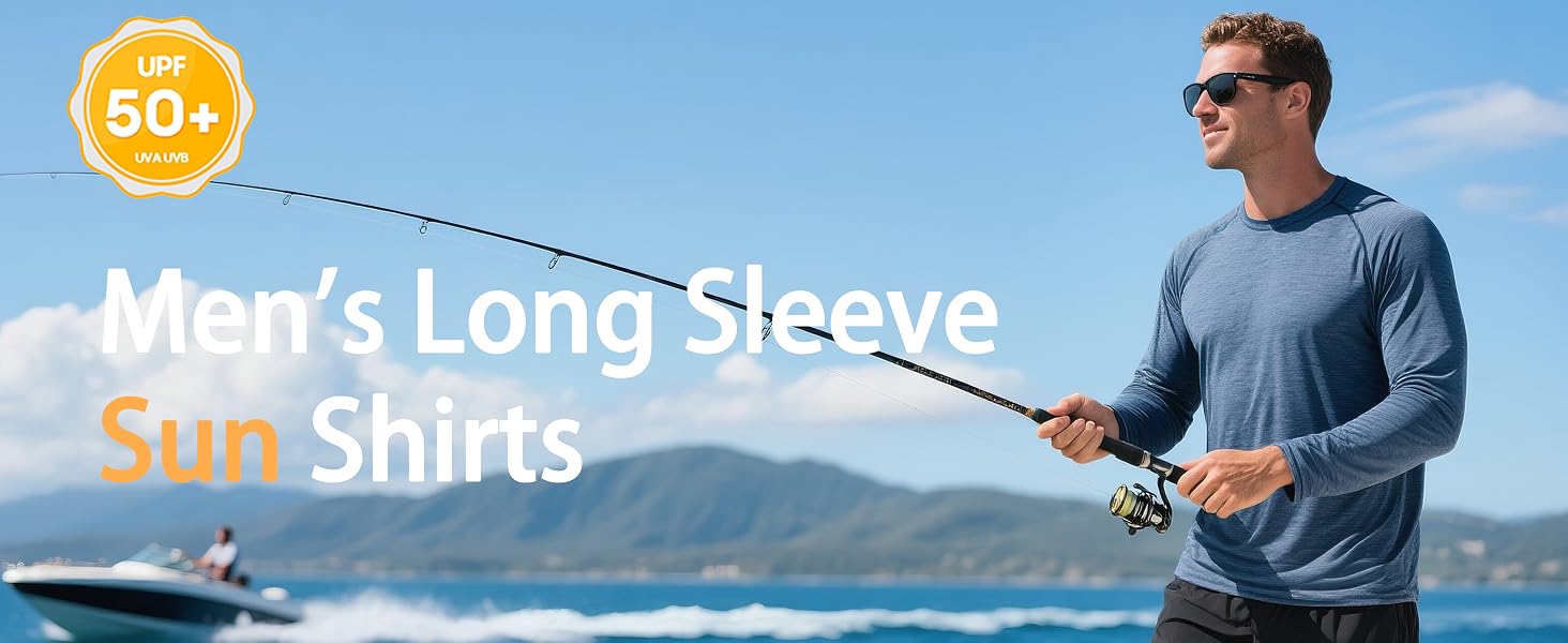 men's long sleeve shirts UPF 50+ quick dry shirts for men sun protection fishing shirts for men