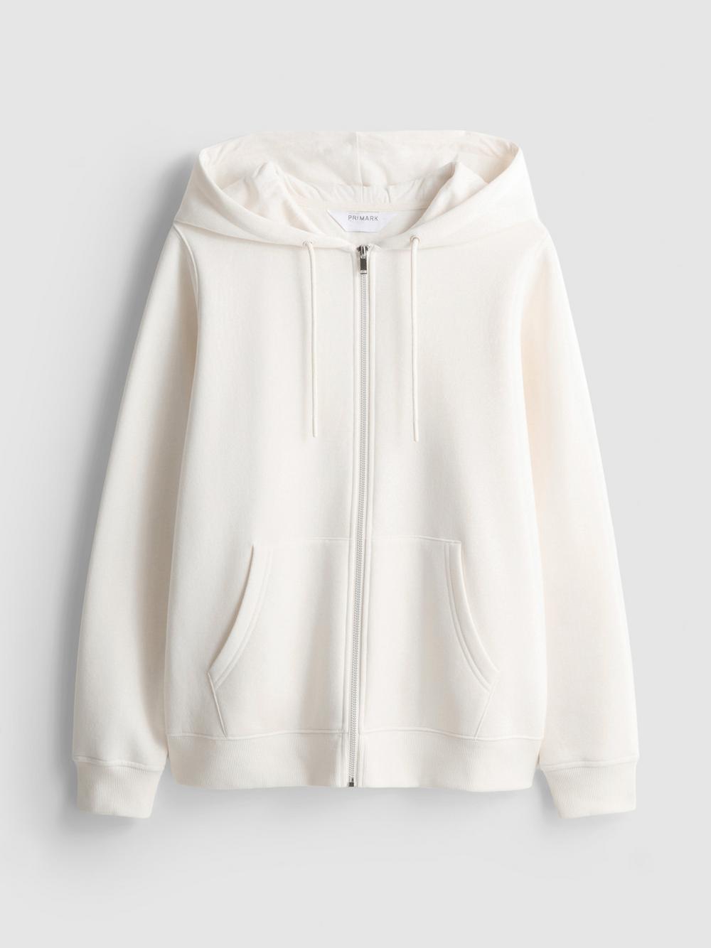 Essential Cotton Blend Zip Through Hoodie - Ivory